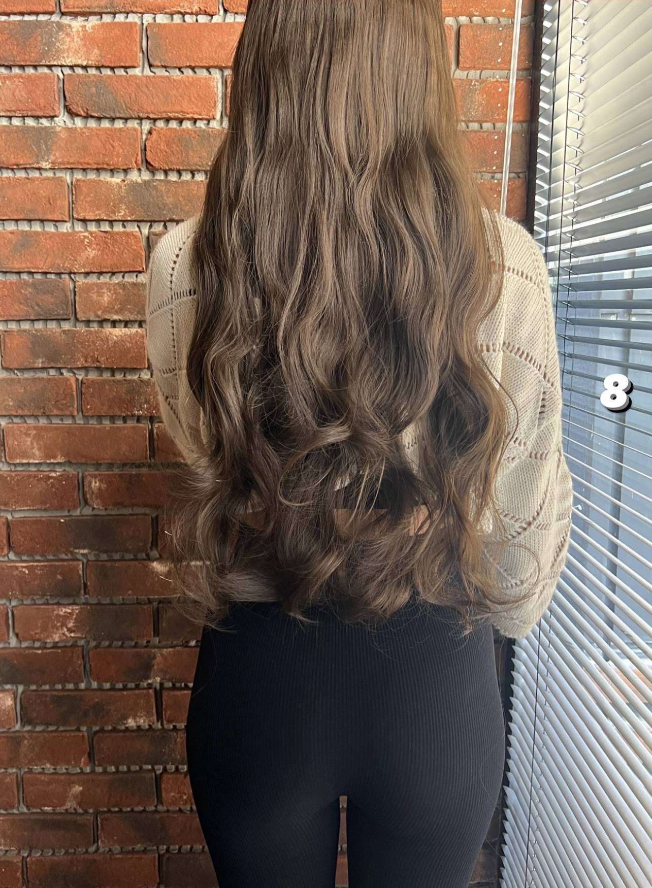 Fiber Sentetik Dalgalı Yarım Ay + 2 Yan Çıt Çıt -Açık kahve