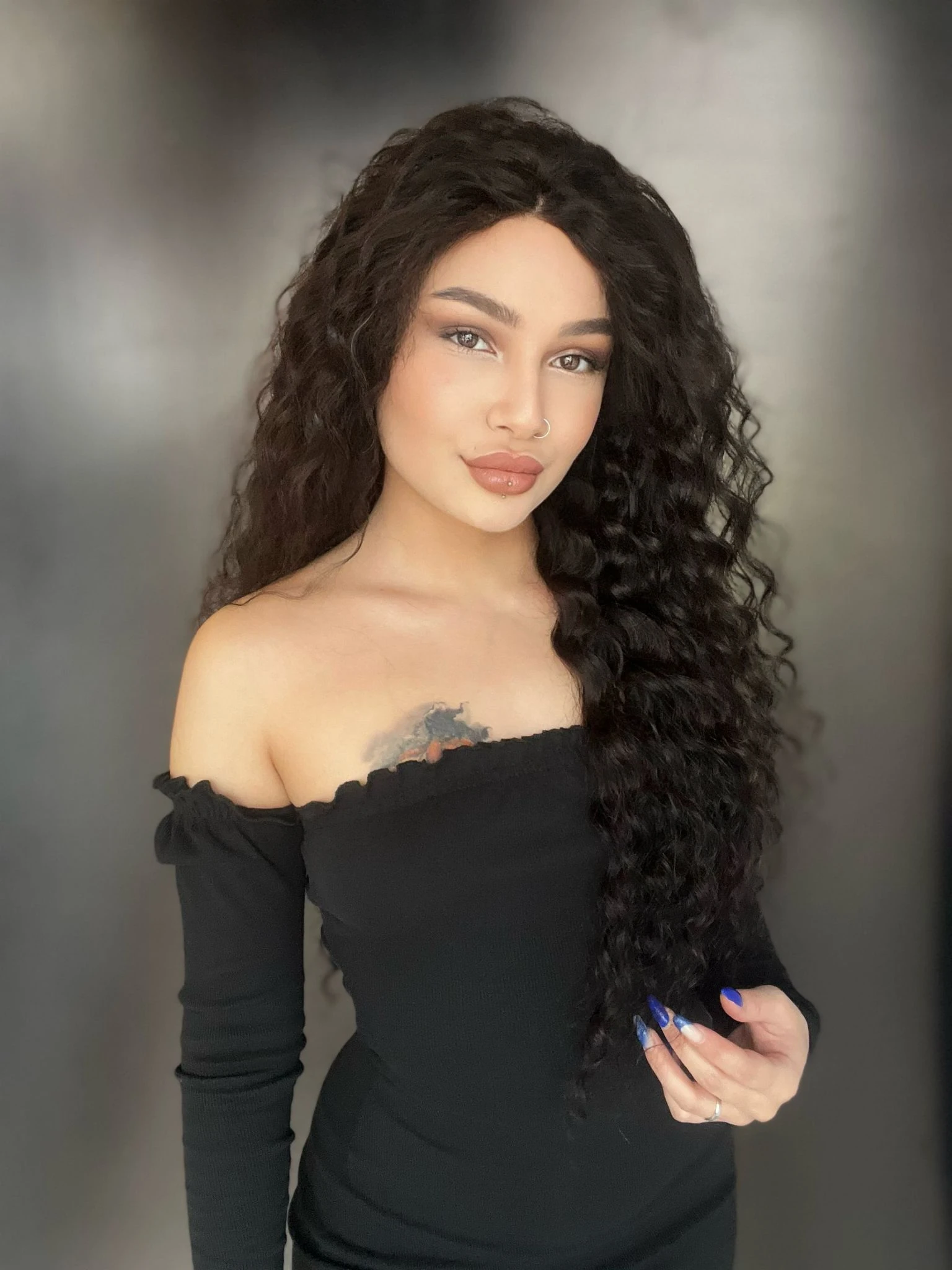 Geniş Dalga Tül Peruk Doğal afro