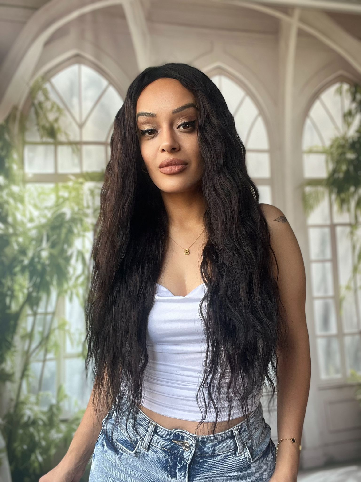 Uzun tül peruk doğal dalgalı