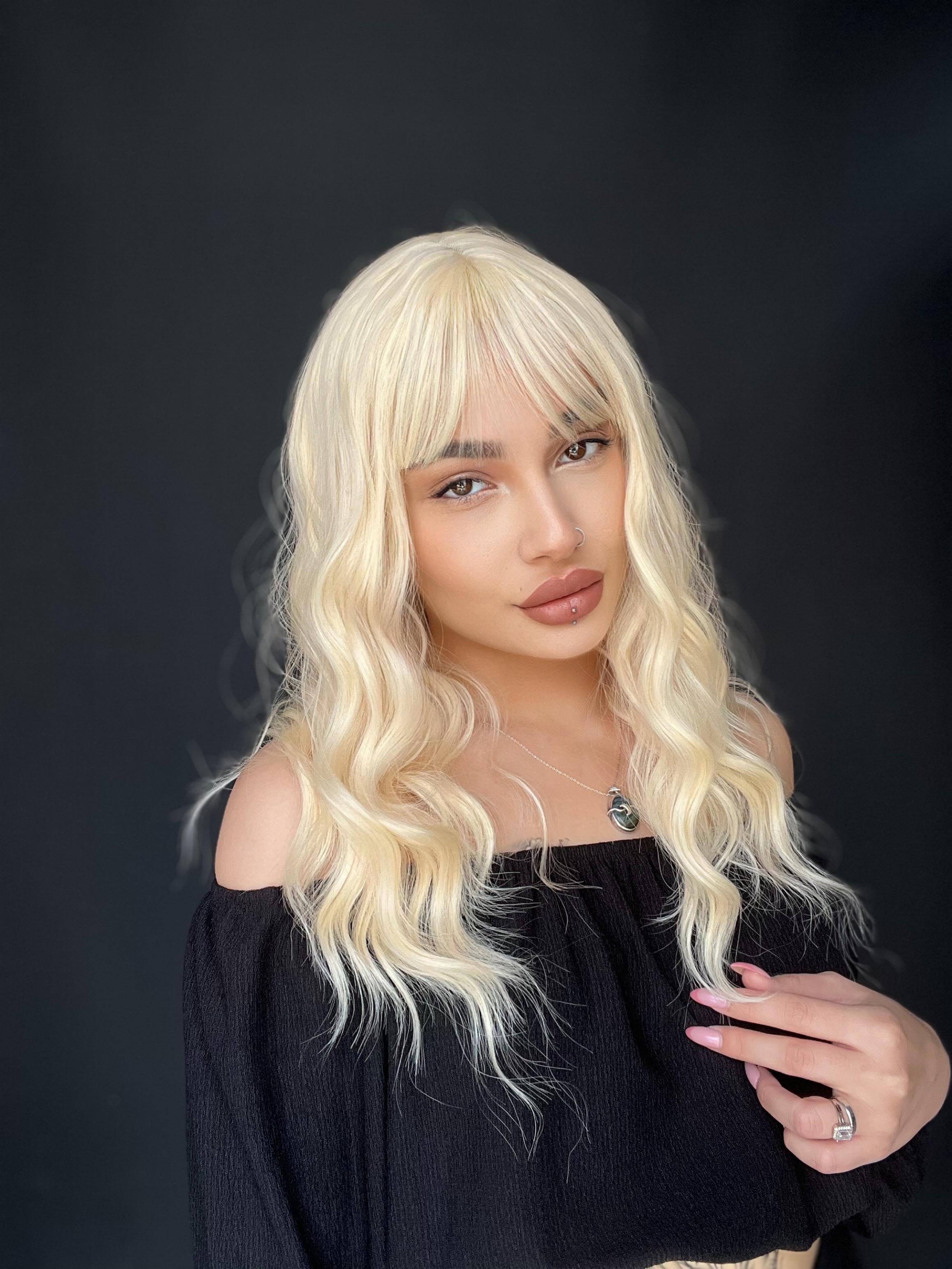 Okyanus Dalgası Perçemli Medikal Peruk perçemli fiber Doğal Sarı