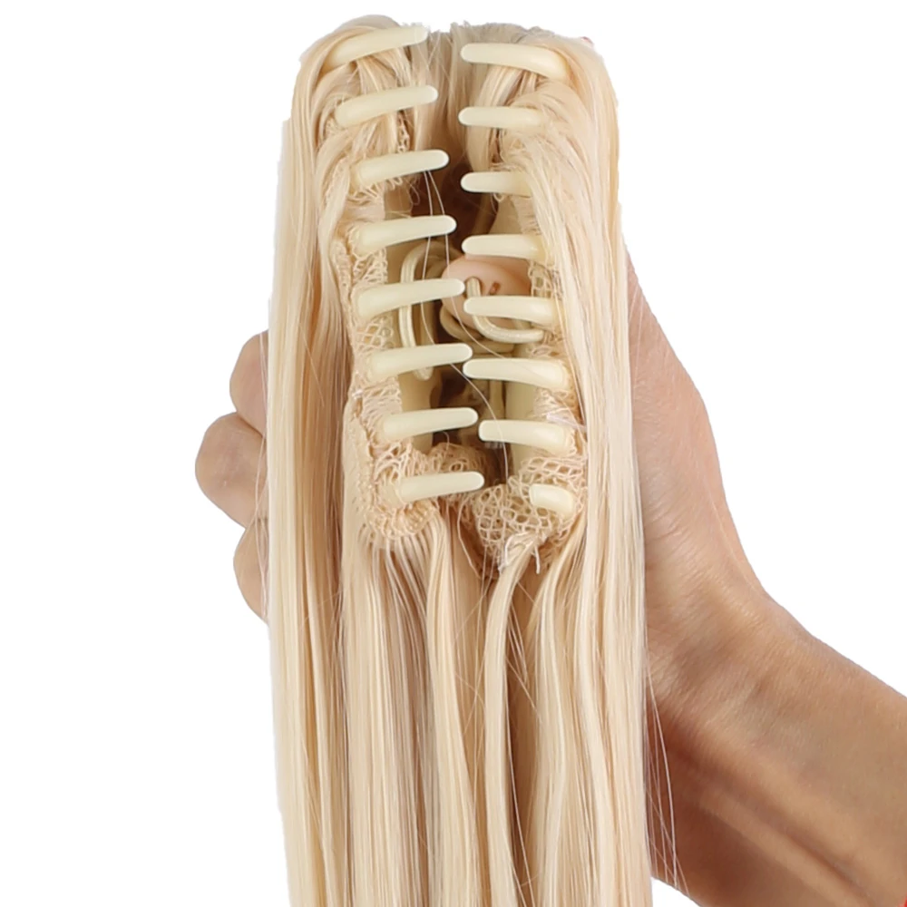 70cm Postiş Tokalı Düz At Kuyruğu - Platin