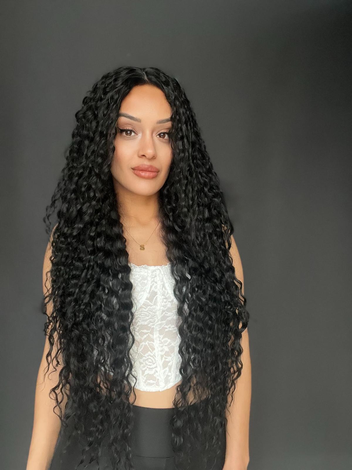 Afro Tül peruk Ön Full Tül -Sabit ayrımlı ektra uzun peruk