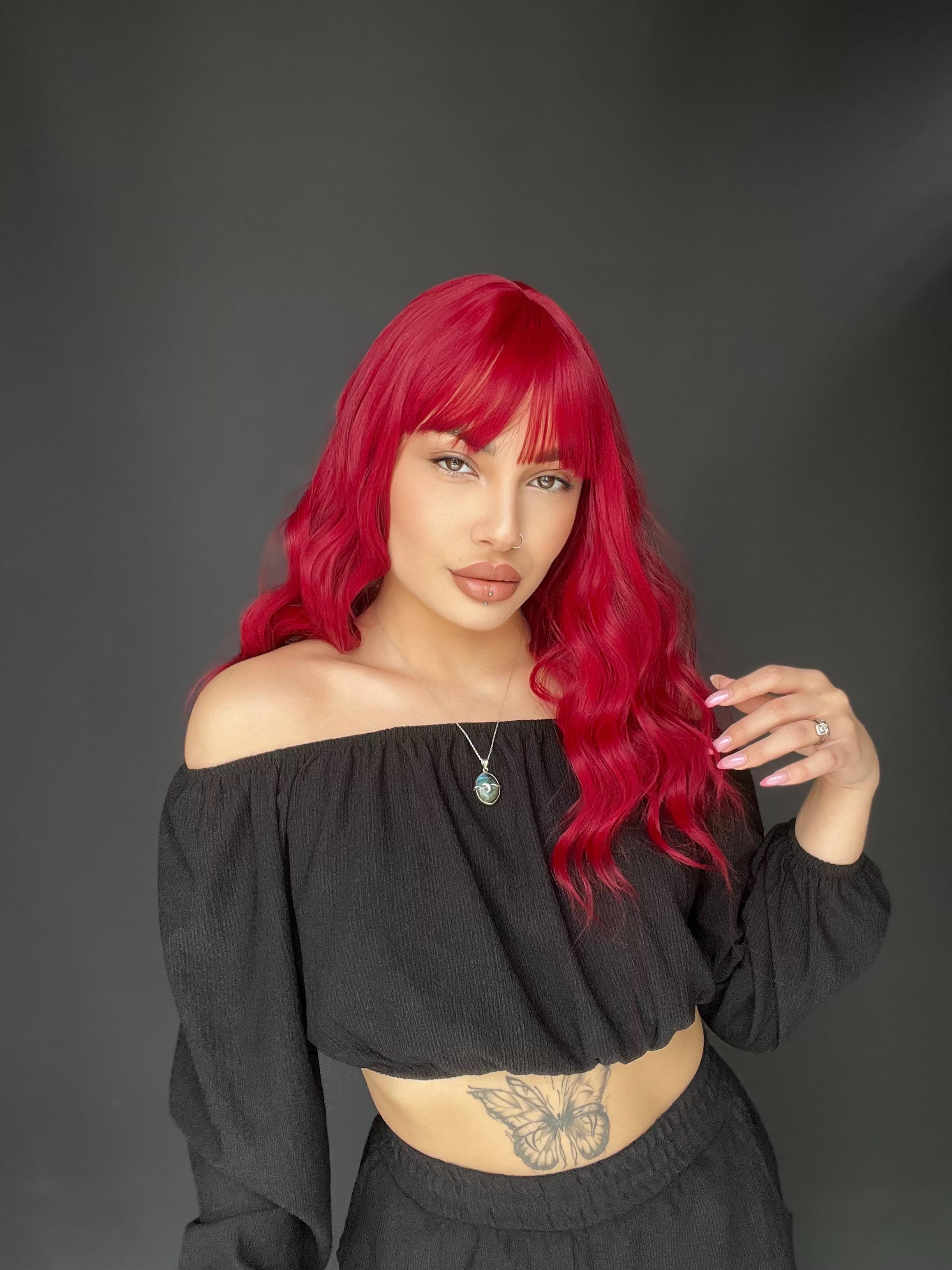 Okyanus Dalgası Perçemli Medikal Peruk perçemli fiber Kızıl