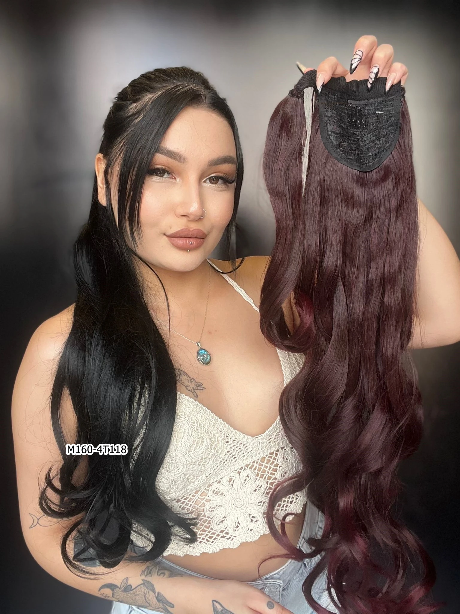 Bağcıklı Dalgalı At Kuyruğu - Koyu Kızıl