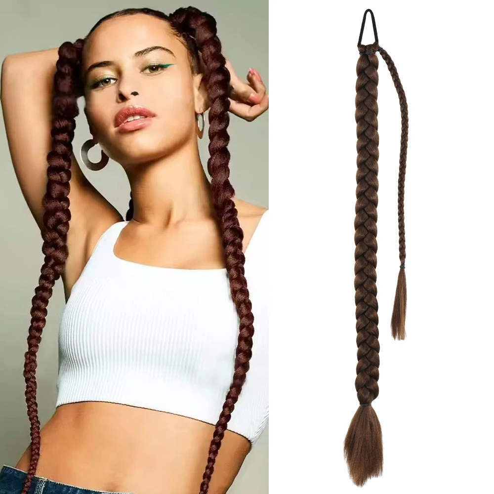 Üçlü Örgülü Tokalı Bağlamalı At Kuyruğu Kumral