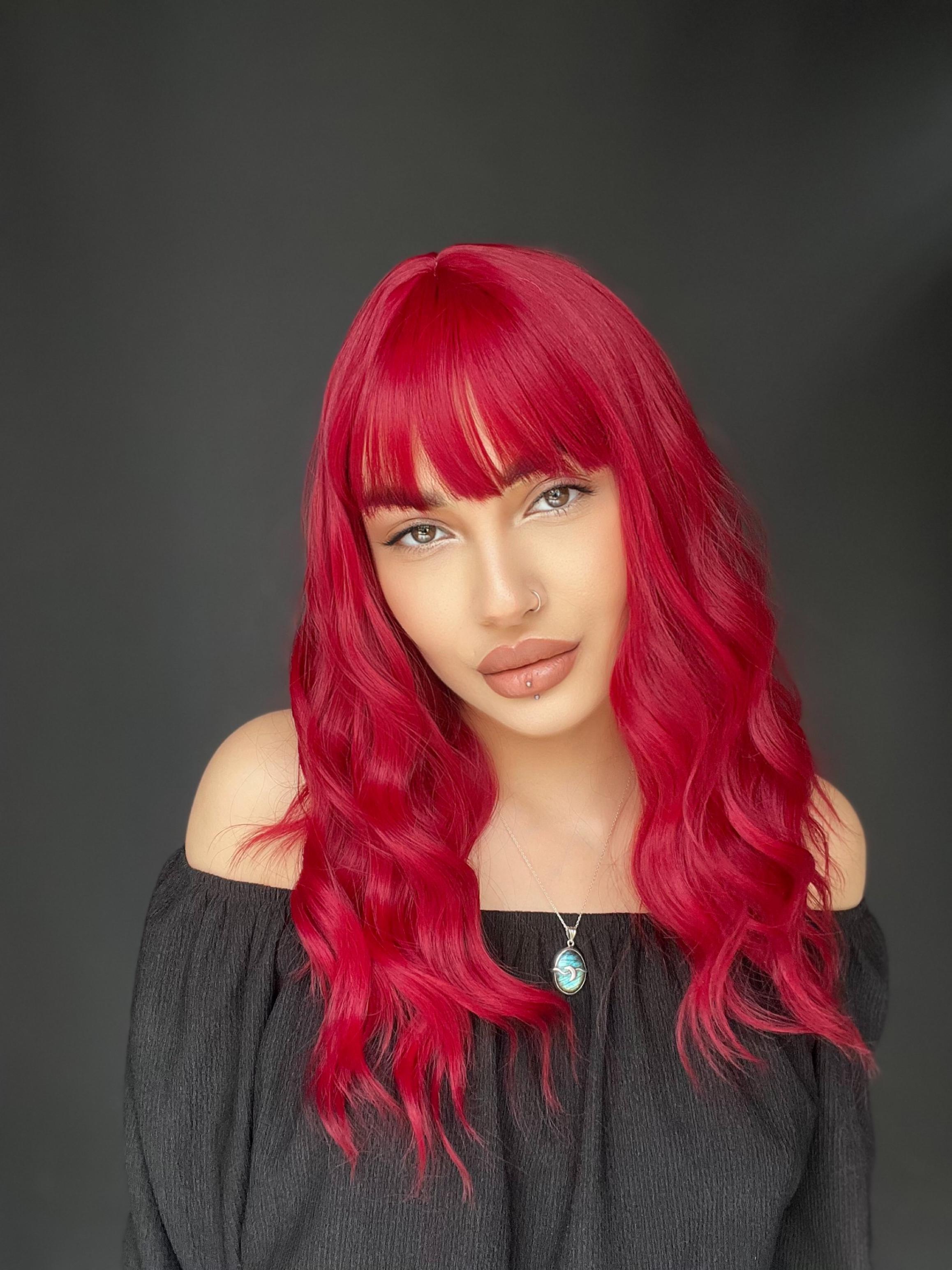 Okyanus Dalgası Perçemli Medikal Peruk perçemli fiber Kızıl