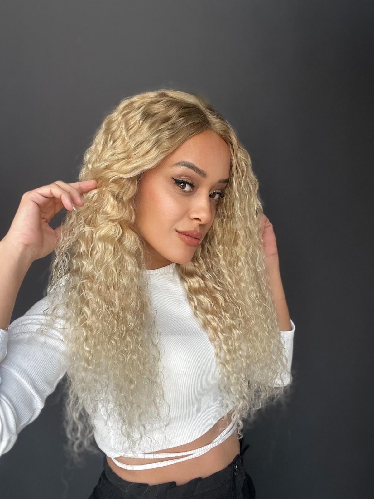 Yıka Çık Orjinal Kendi dalgalı Tül peruk