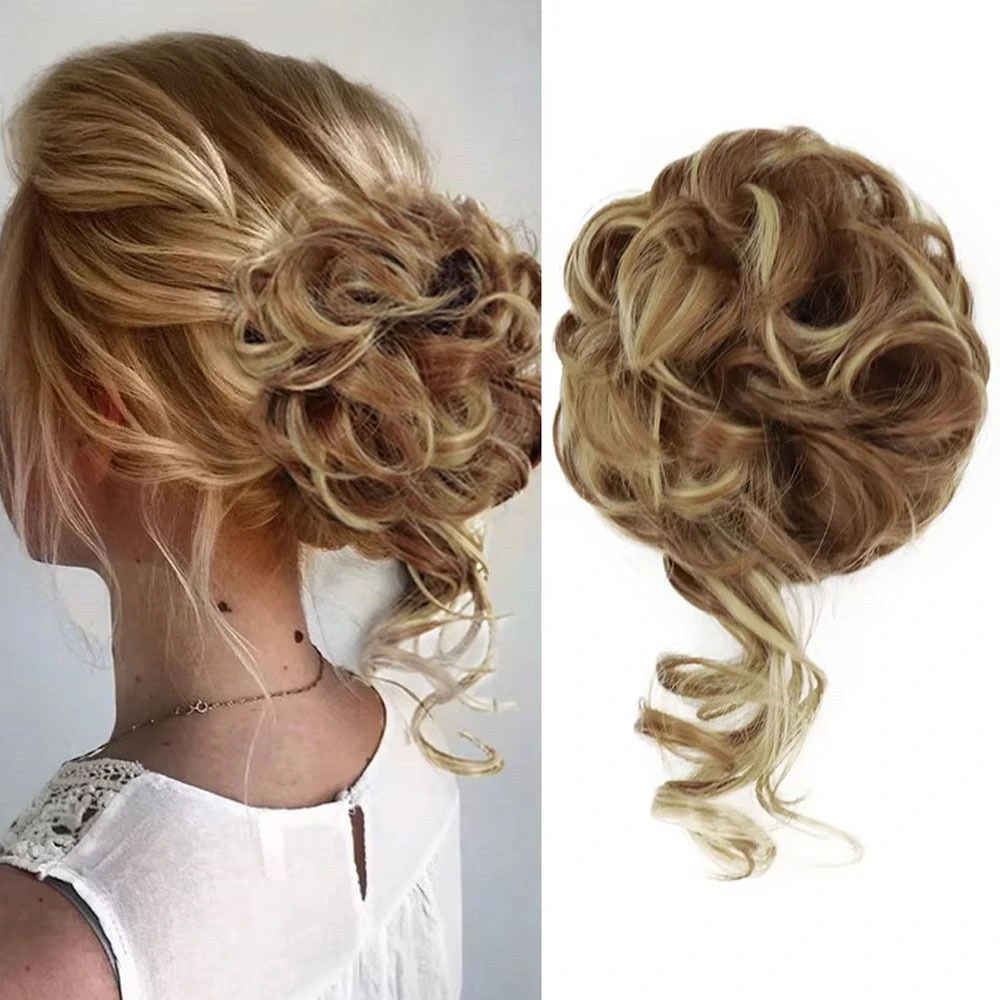 Saçlı Lastikli Topuz Toka - Büyük Aşağı dökümlü