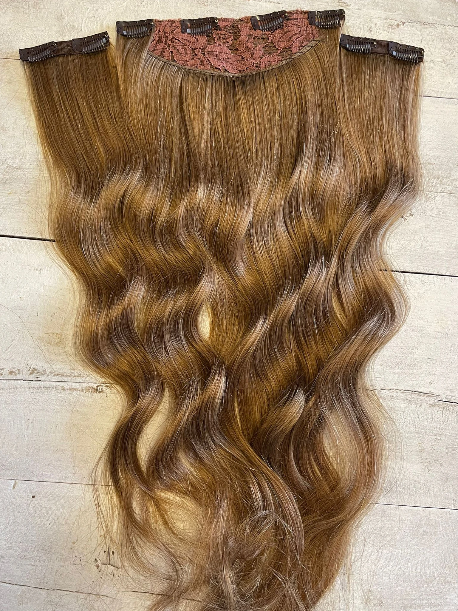 Yarımay+2 yan %100 gerçek çıtçıt saç 60cm