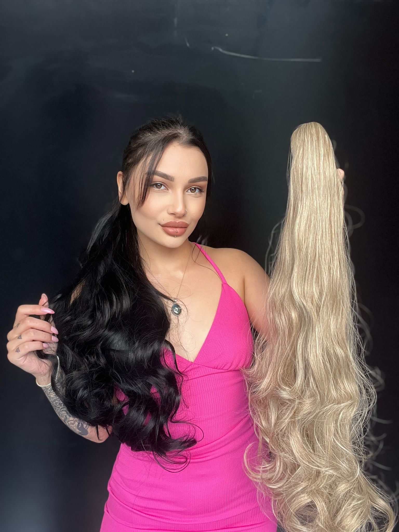 80 cm Ekstra Uzun At kuyruğu Tokalı Postiş Işıltılı Sarı