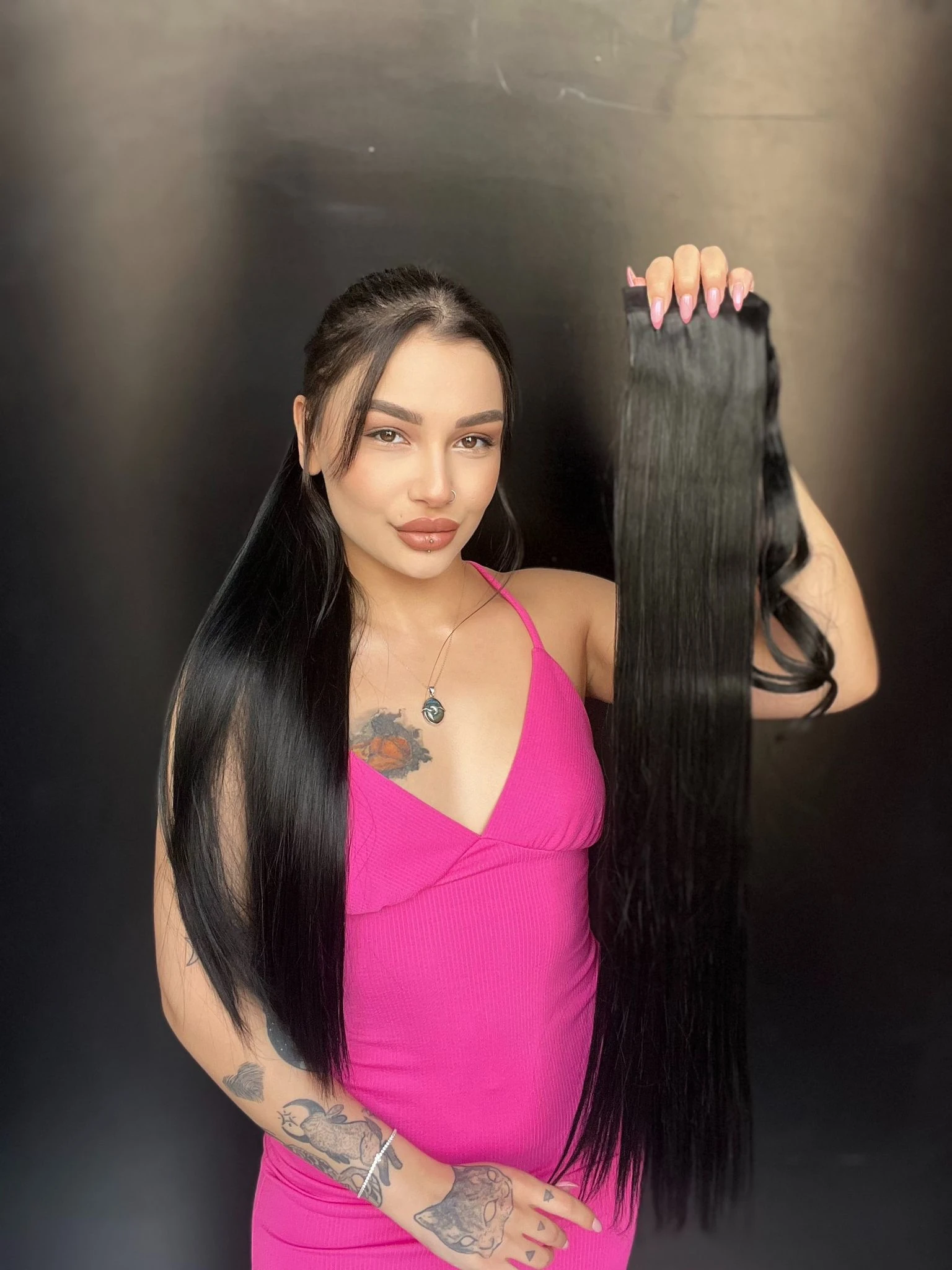 Cırtcırt Bağcıklı Tak çık Düz uzun at kuyruğu Siyah