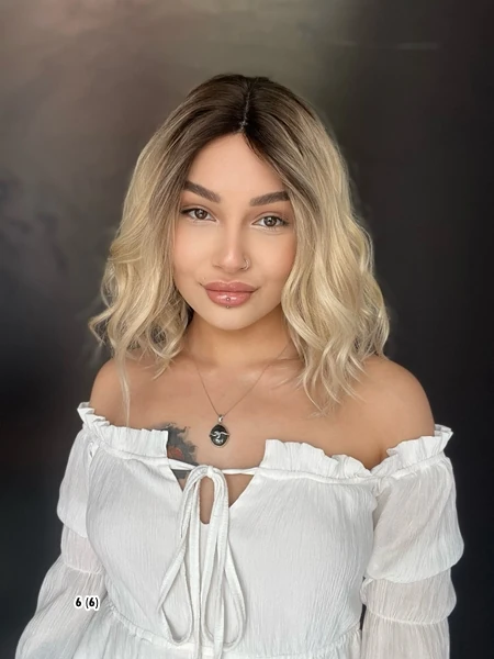 Gerçek Saç Tül peruk Kişiye özel ombreli Küt Boylarda T tül peruk Suzan