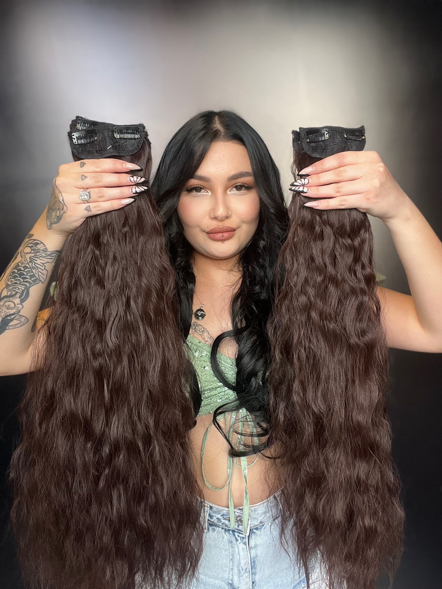 Afro Dalgalı 8 Parça Çıt Çıt - Koyu Kahve