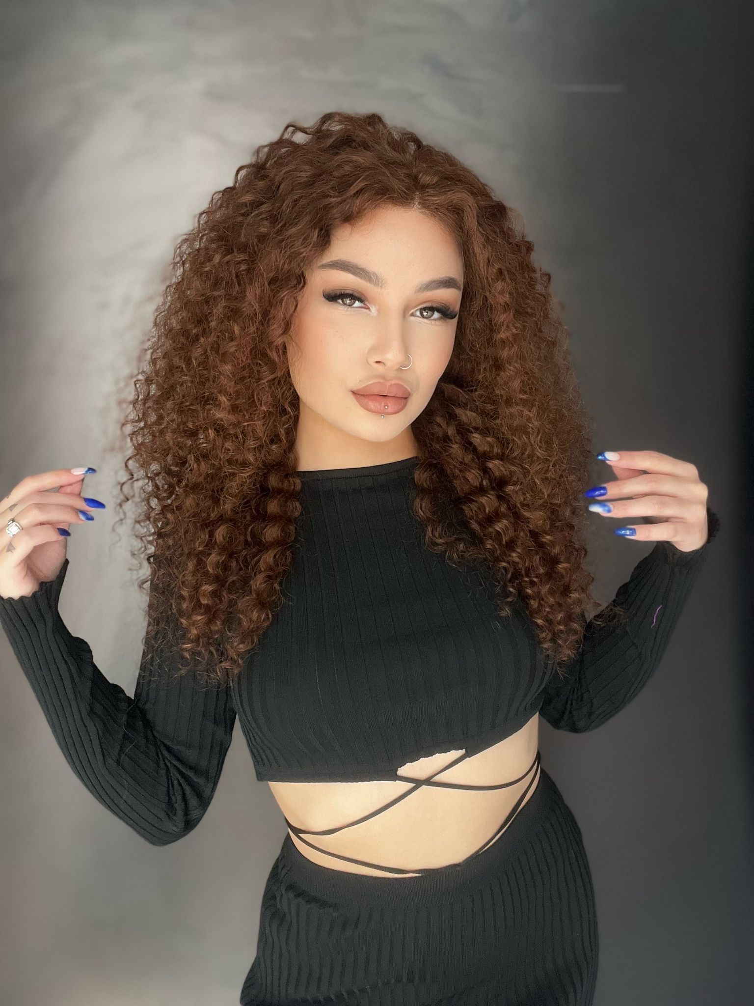 Kahve Karamel Afro Yıka Çık Gerçek Saç Tül Peruk 37