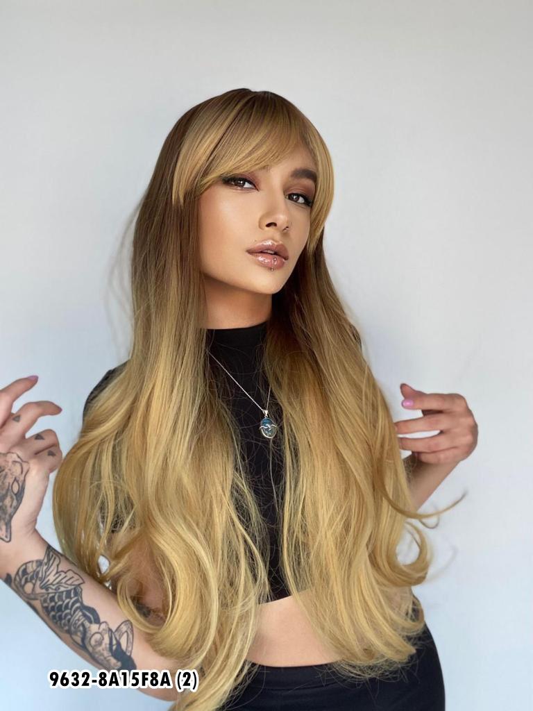 Kahküllü Uzun Dalgalı Fiber Sentetik Peruk - 8AF15A