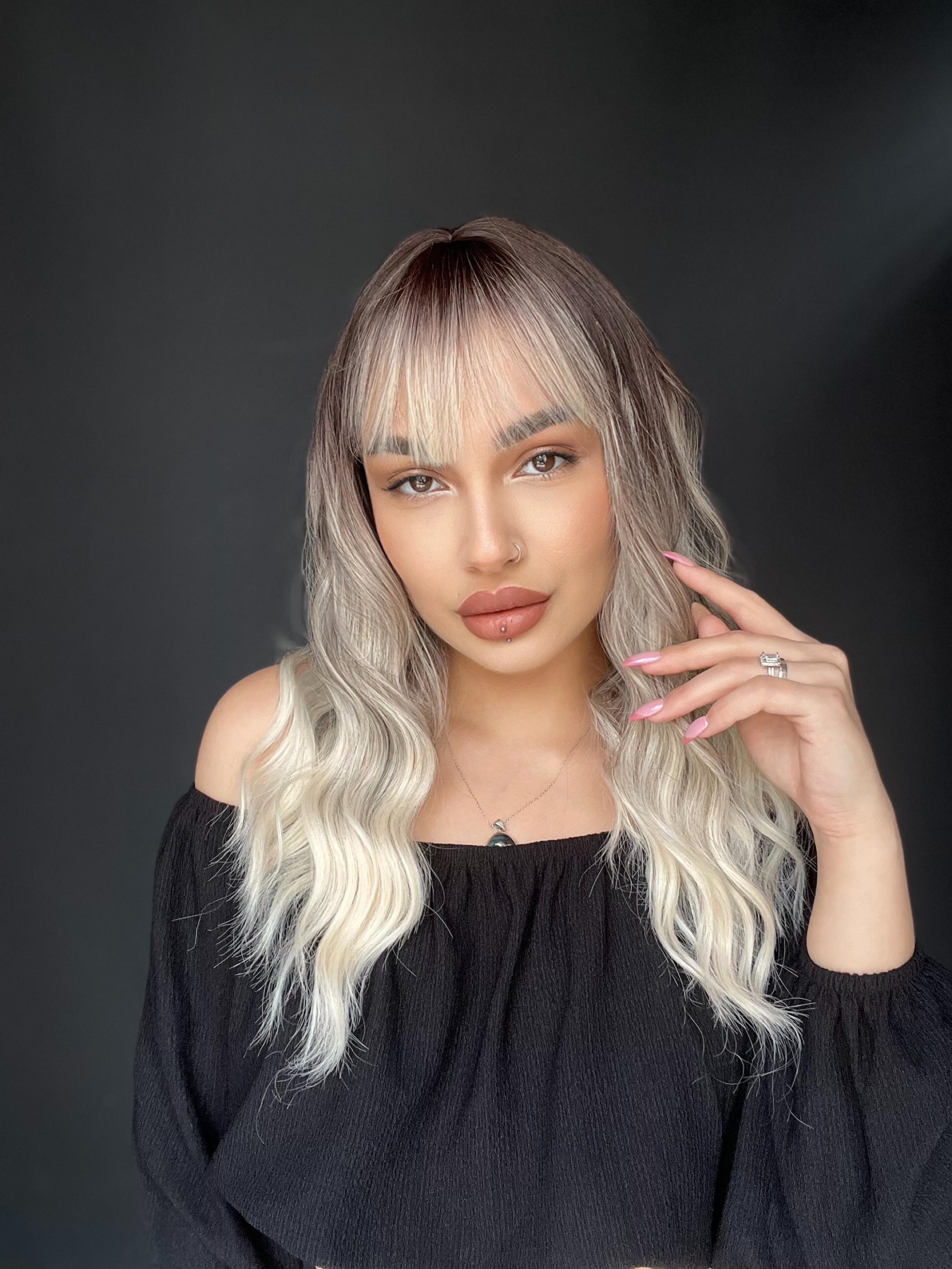 Okyanus Dalgası Perçemli Medikal Peruk perçemli fiber Rus Kumralı ombreli