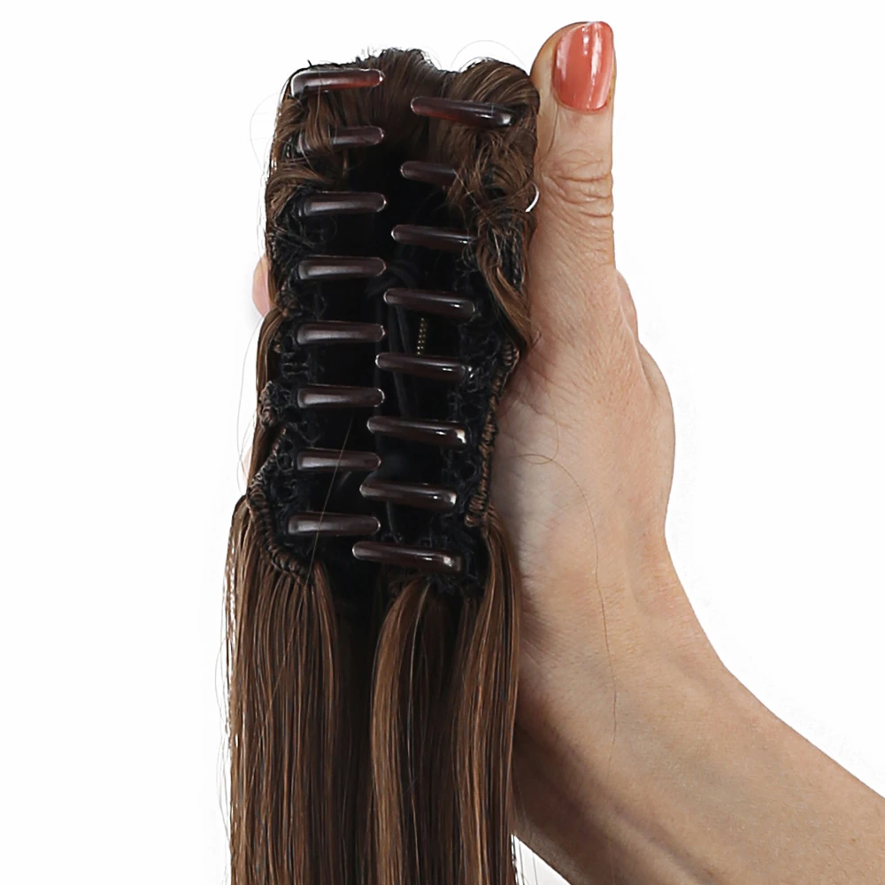 70cm Postiş Tokalı Düz At Kuyruğu - Kumral