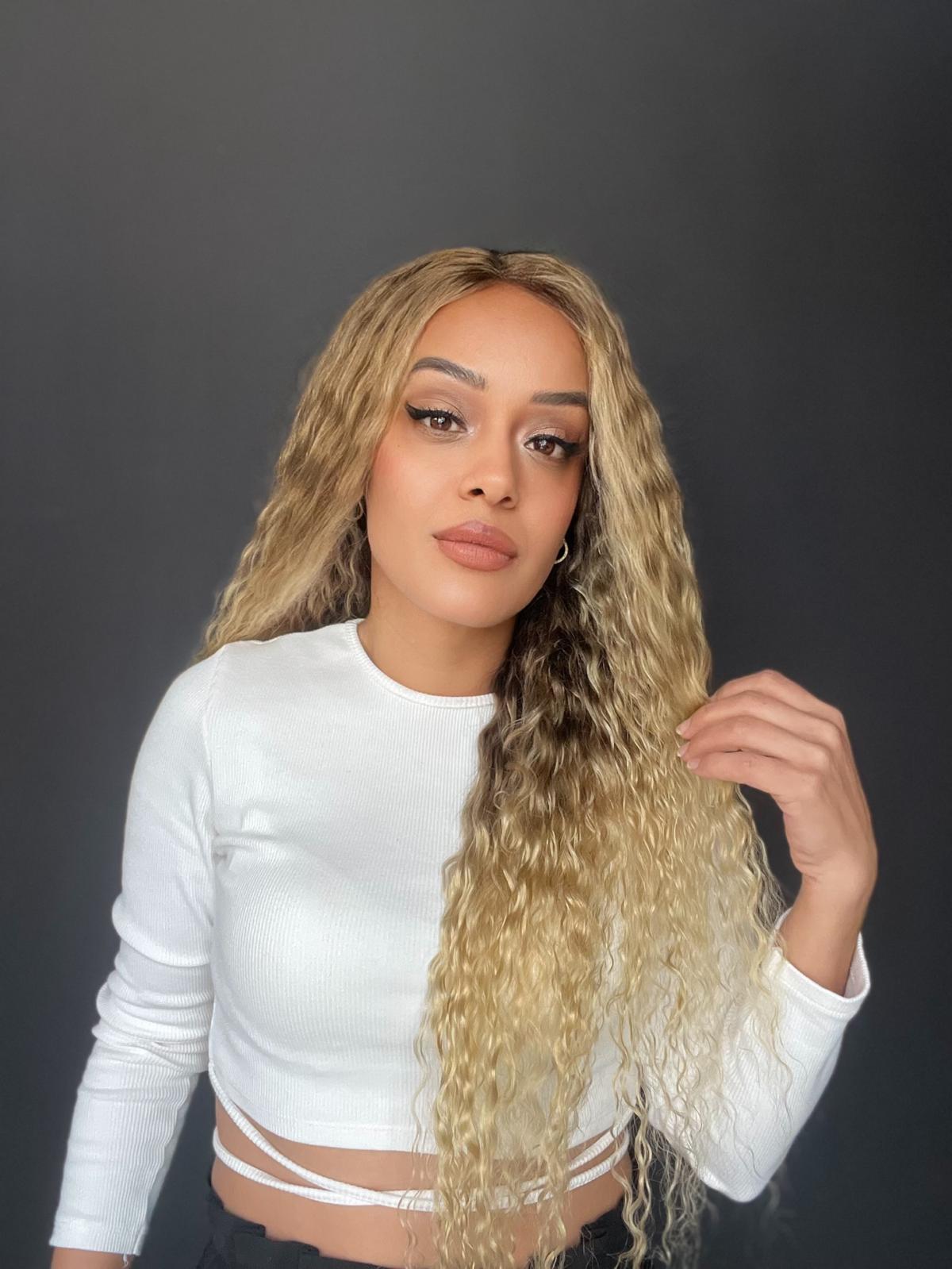 Yıka Çık Orjinal Kendi dalgalı Tül peruk