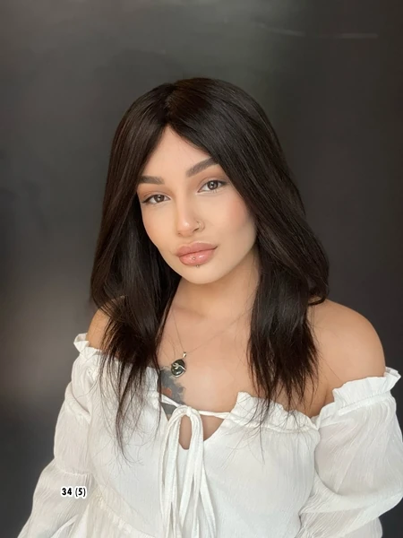 50 cm Full her yönü cilt Proteze %100 Doğal Gerçek saç Peruk Orjinal insan saçı