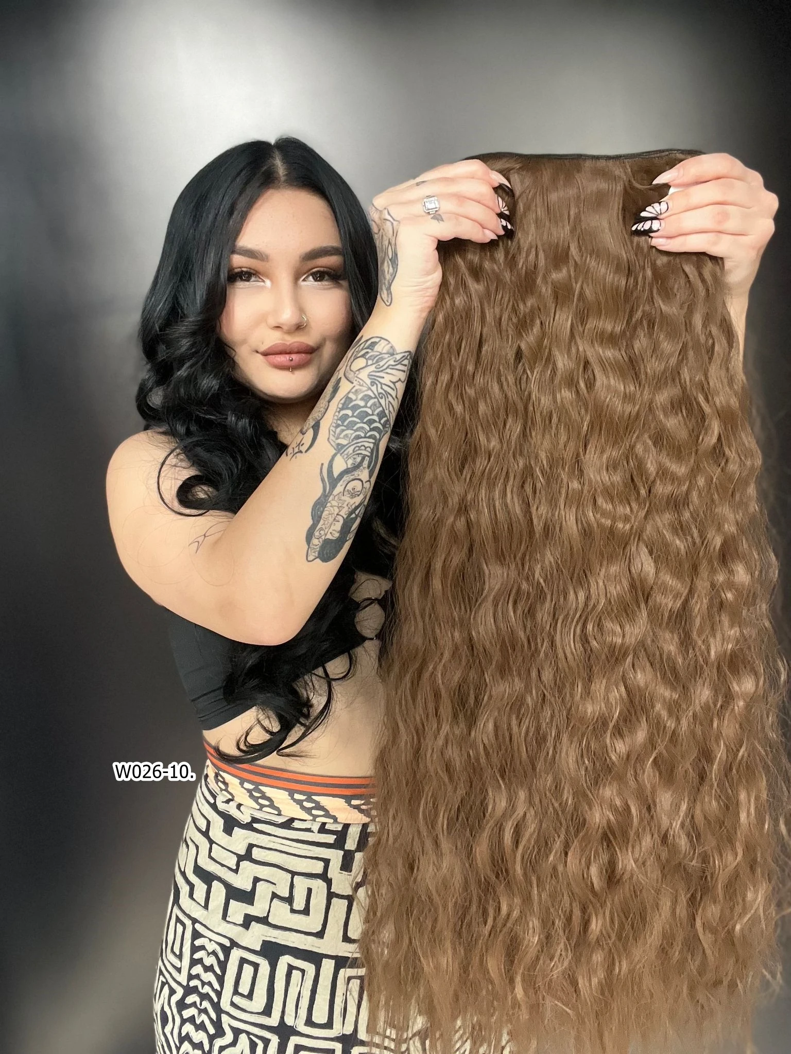 Afro Dalgalı Yarım Ay + 2 Yan Çıt Çıt - Kumral