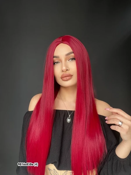 Düz uzun Perçemsiz Cilt görünümlü  Medikal  özel peruk Kızıl