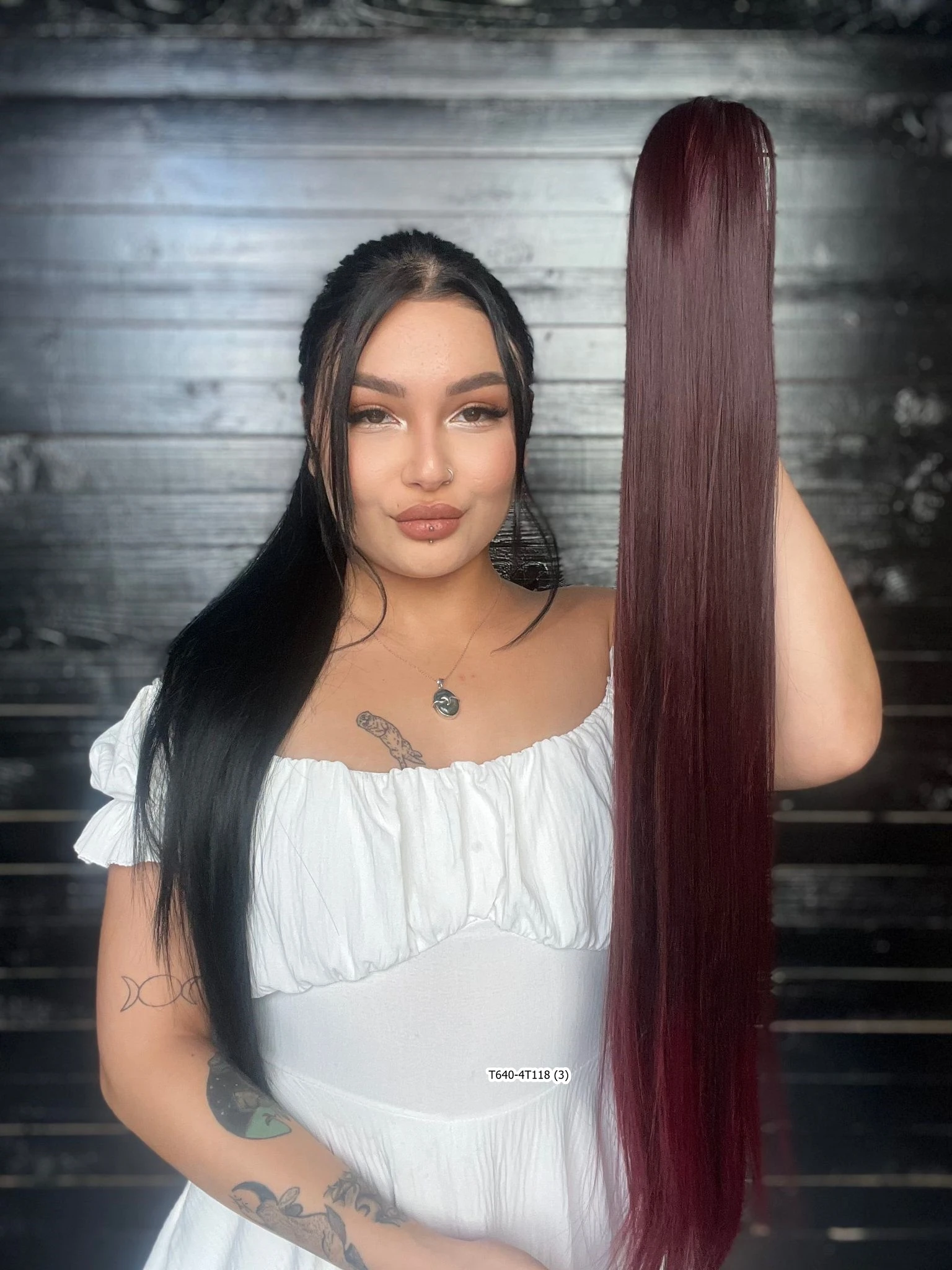 70cm Postiş Tokalı Düz At Kuyruğu - Koyu Kızıl