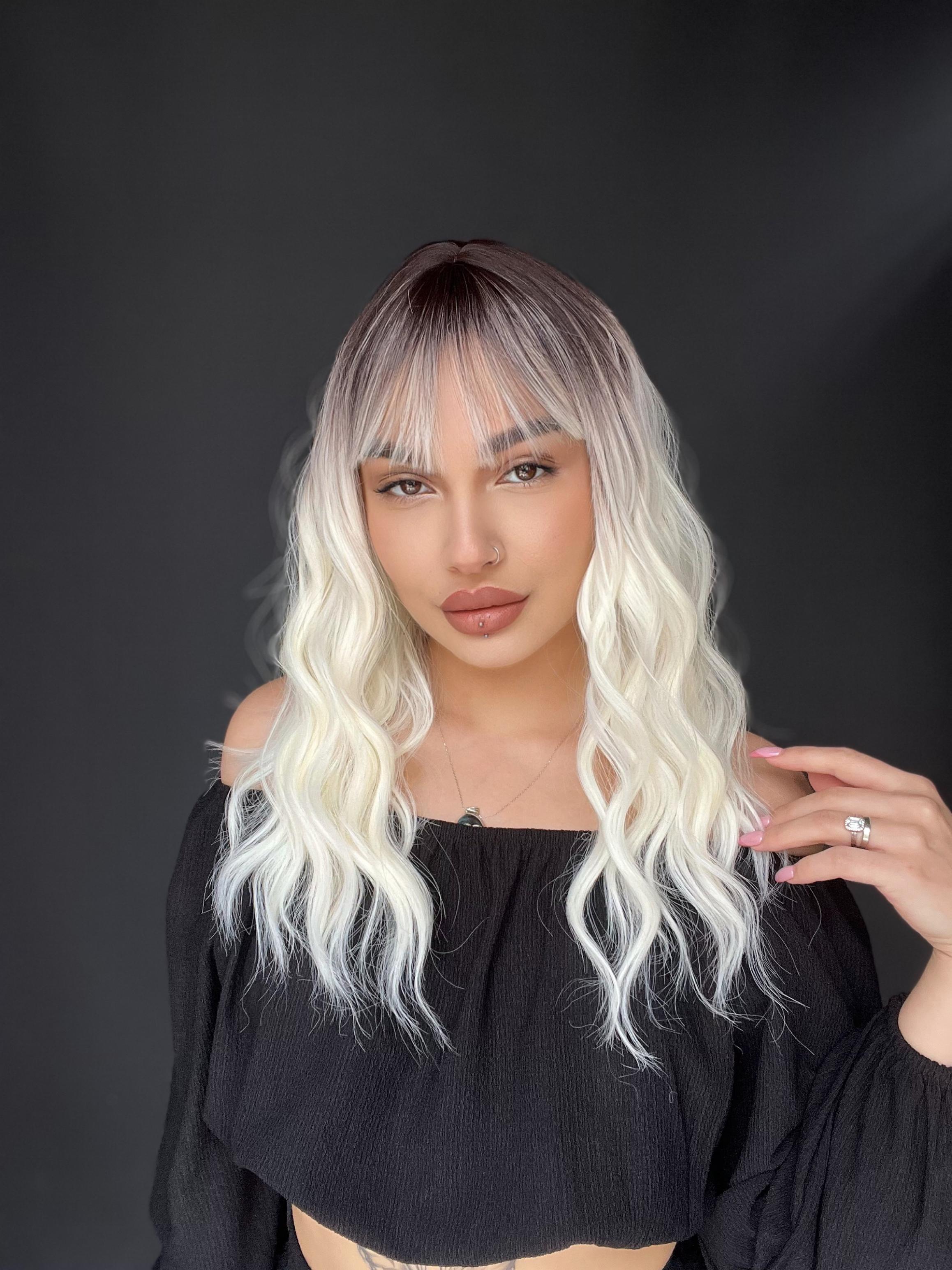 Okyanus Dalgası Perçemli Medikal Peruk perçemli fiber Açık ombreli