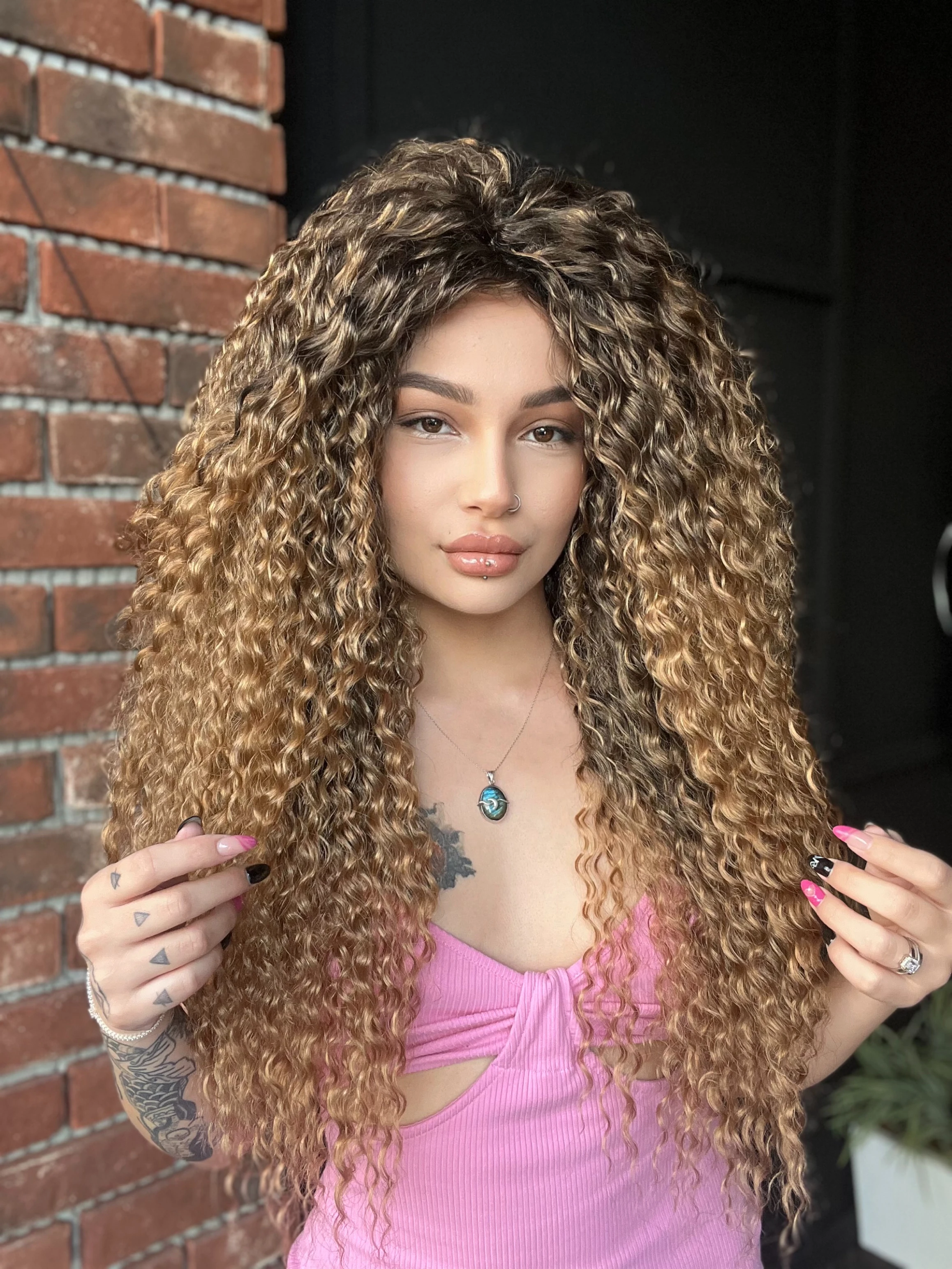 Afro Peruk Gerçek saç dokusunda Ombreli Afro dalga peruk