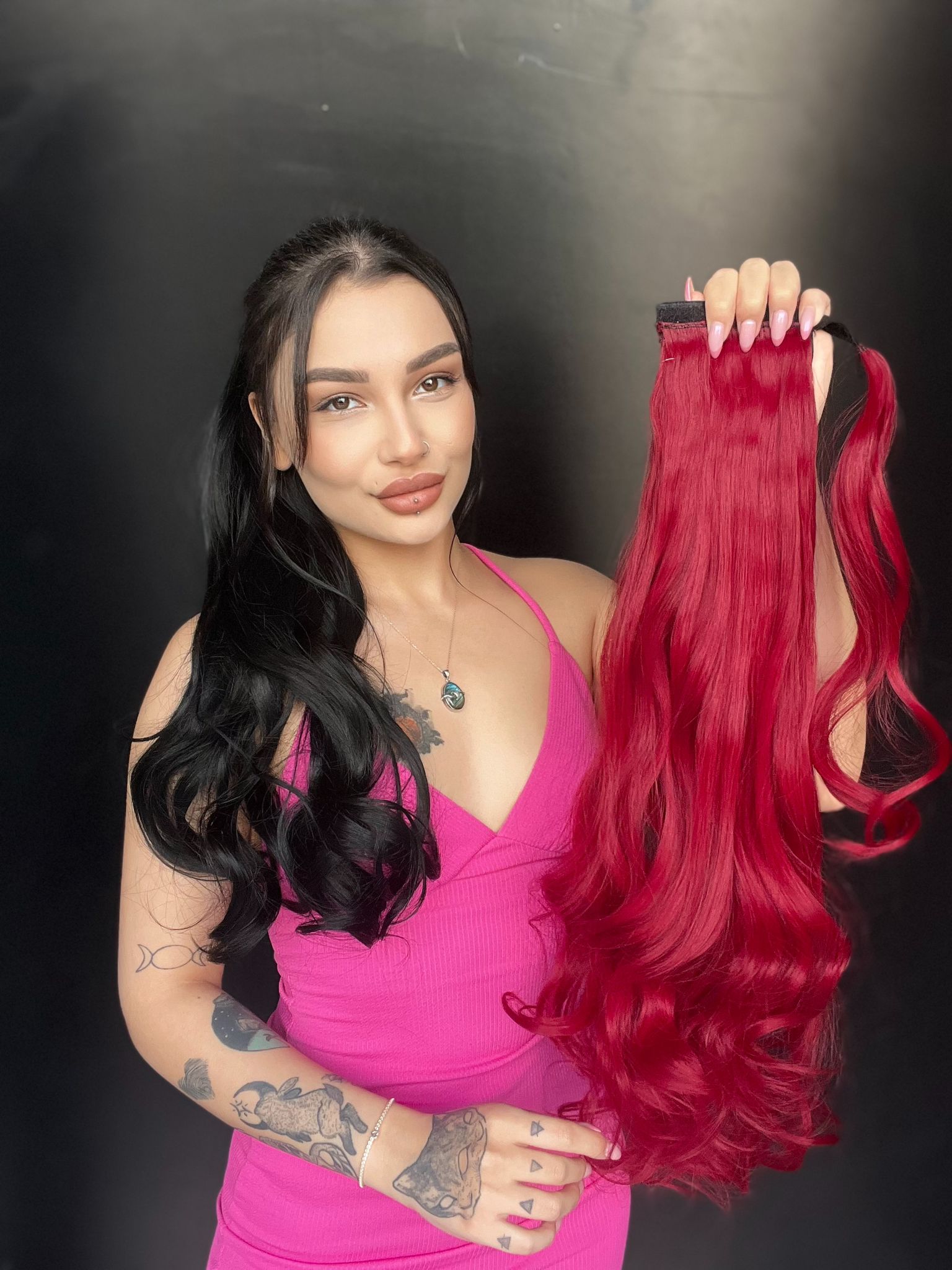 Cırcırtlı Bağcıklı At Kuyruğu Tak çık Ateş kızılı