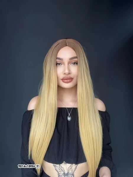 Düz uzun Perçemsiz Cilt görünümlü  Medikal  özel peruk 10f86