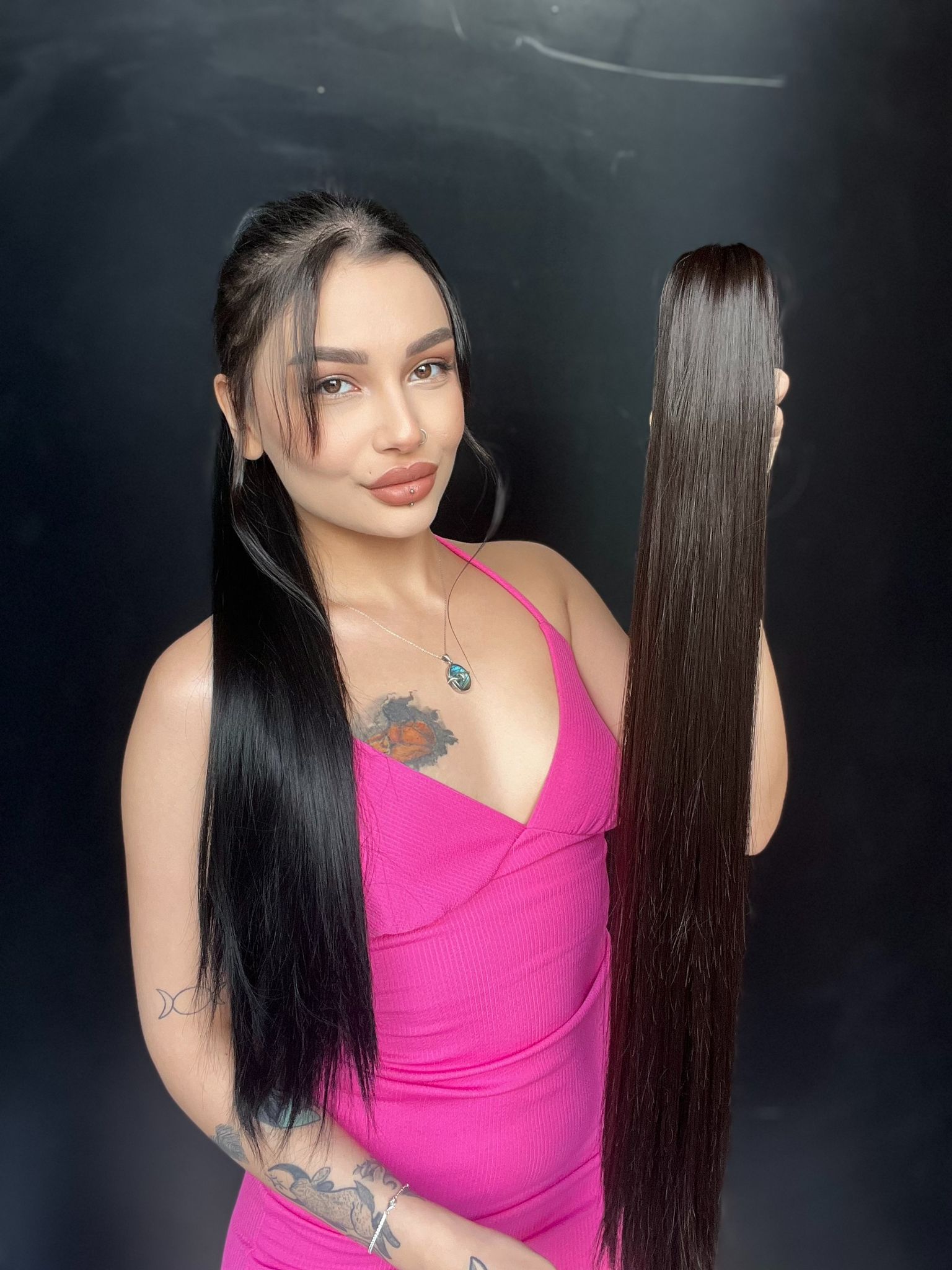 Düz Mandallı Tokalı Postiş At Kuyruğu  tak ve çık Doğal Kestane Rengi