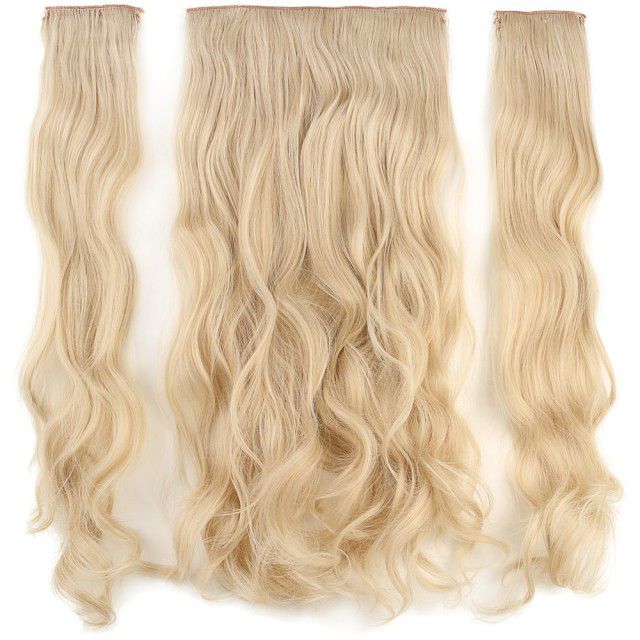 Fiber Sentetik Dalgalı Yarım Ay + 2 Yan Çıt Çıt - Kumral Beyaz Platin Röfleli