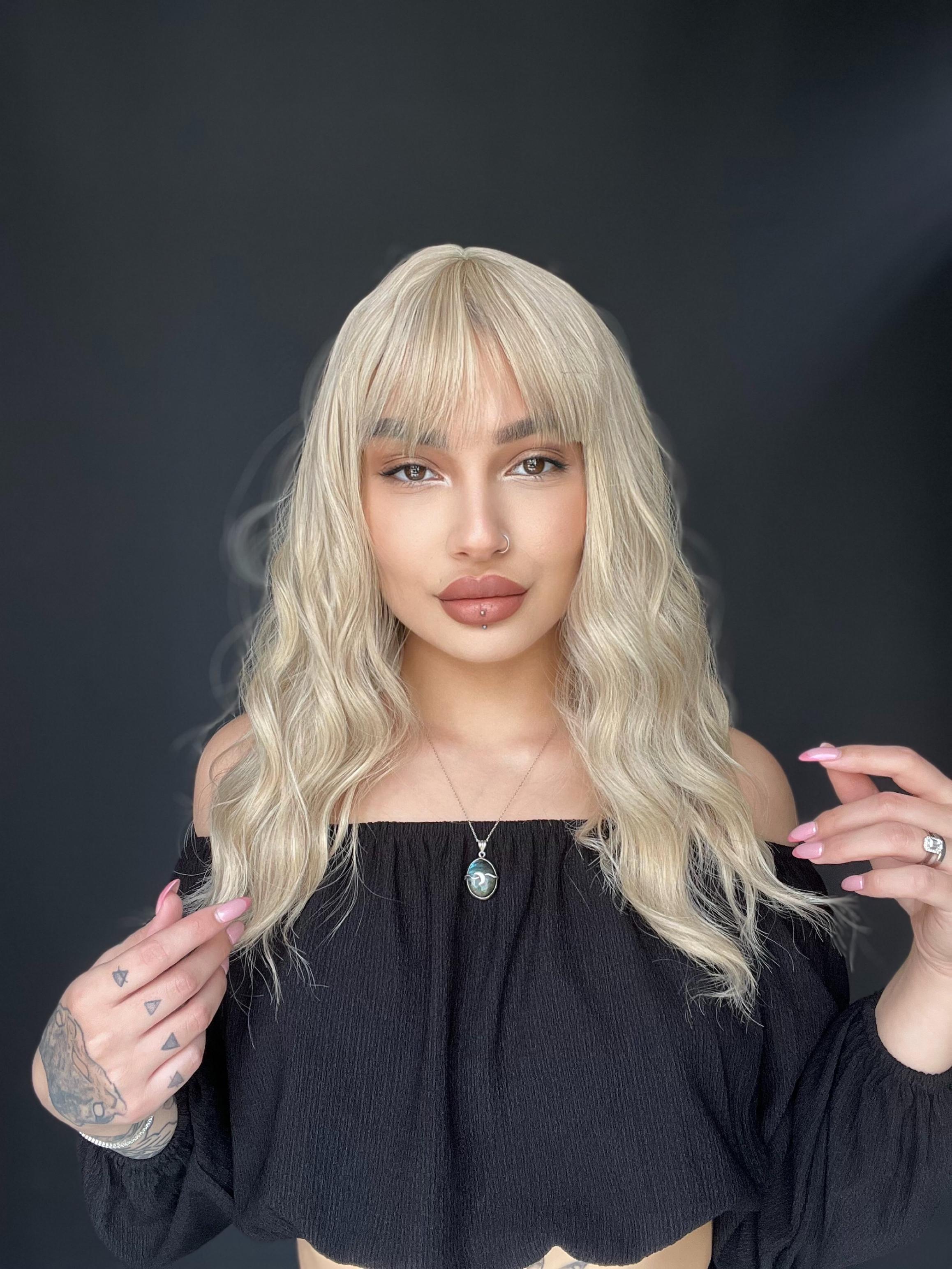 Okyanus Dalgası Perçemli Medikal Peruk perçemli fiber Küllü Sarı