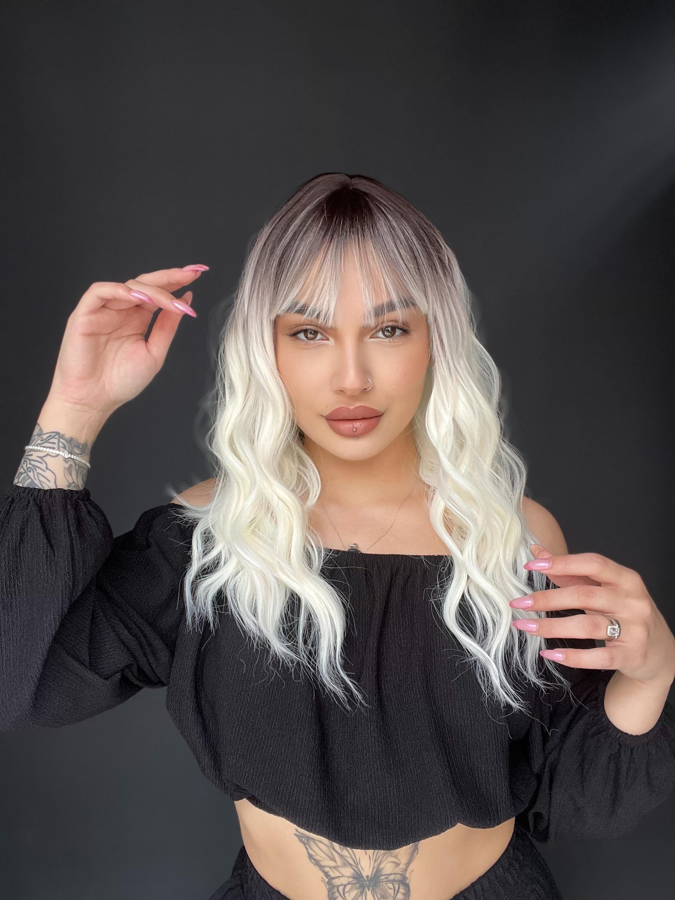 Okyanus Dalgası Perçemli Medikal Peruk perçemli fiber Açık ombreli