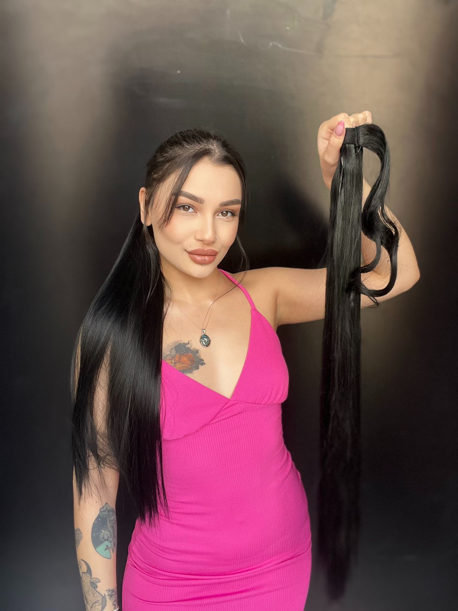 Cırtcırt Bağcıklı Tak çık Düz uzun at kuyruğu Siyah