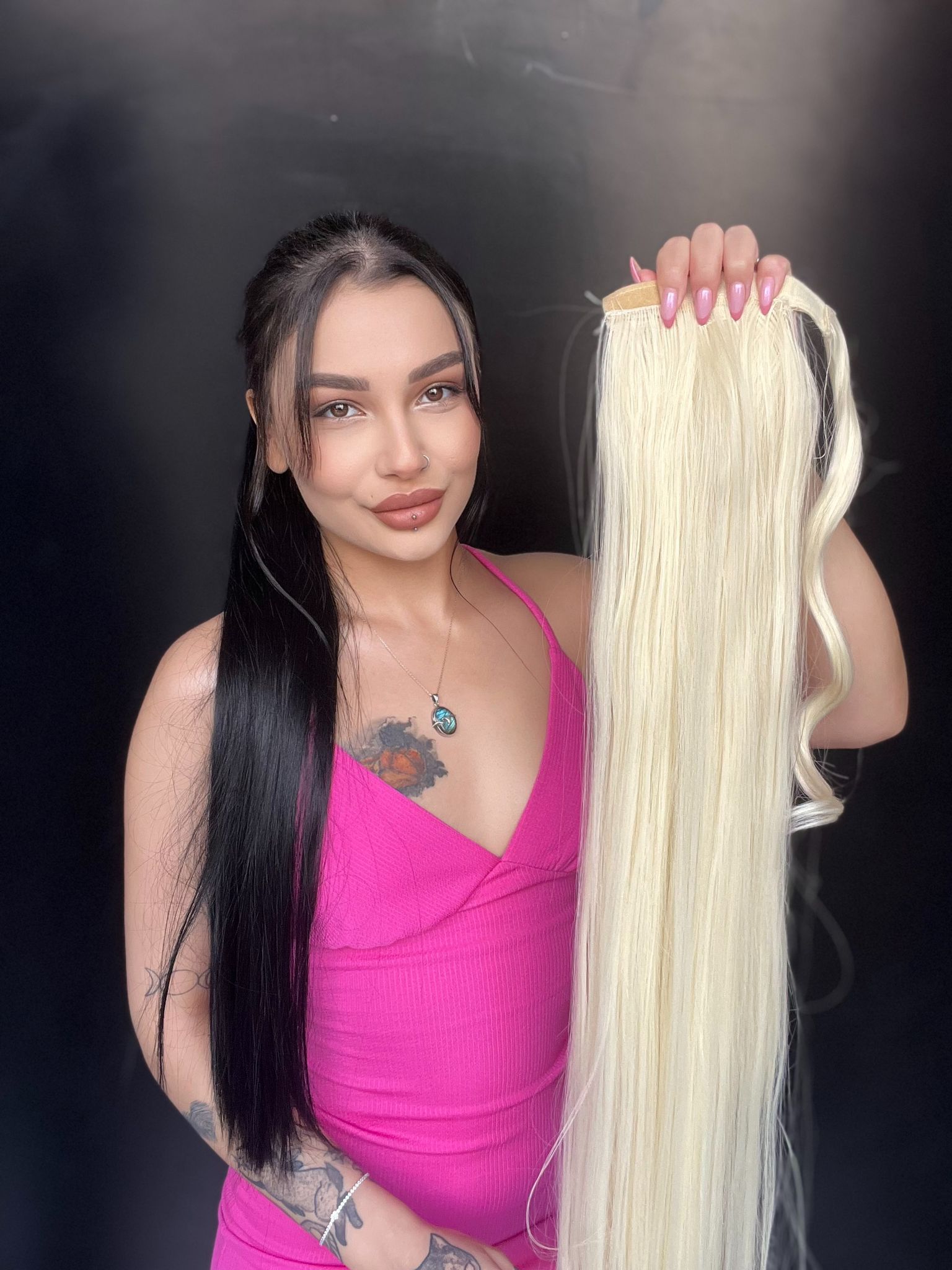 Cırtcırt Bağcıklı Tak çık Düz uzun at kuyruğu Doğal sarı