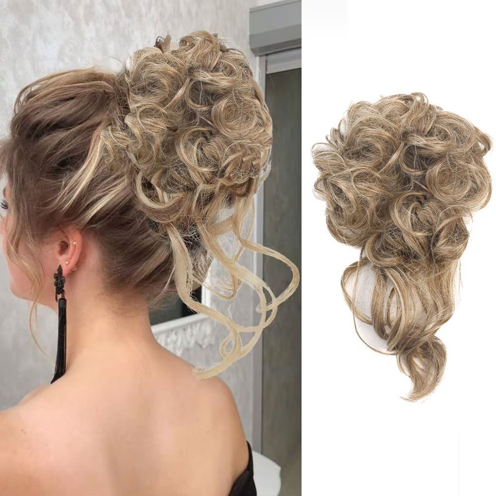 Saçlı Lastikli Topuz Toka - Büyük Aşağı dökümlü