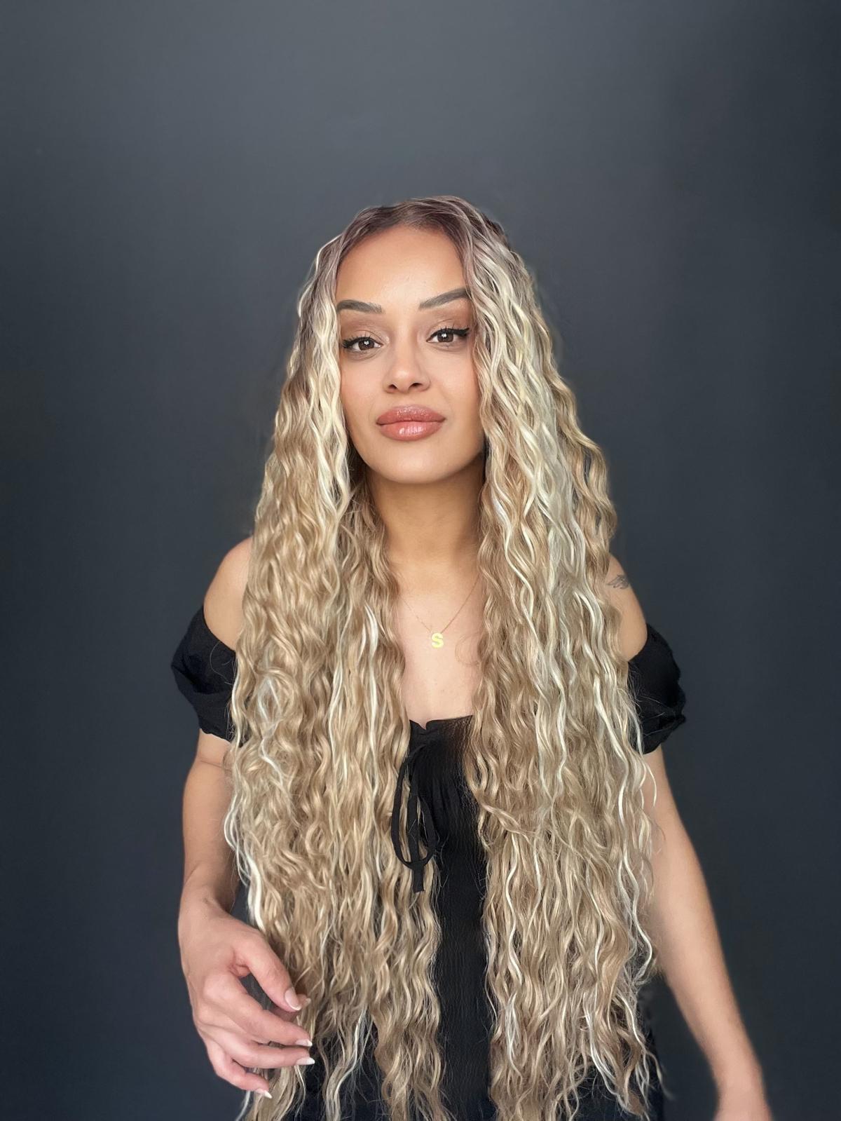 Kumral Balköpüğü Ombreli ve Röfleli Fiber Sentetik Tül Peruk (Tam tül peruk her yöne ayrımlı)