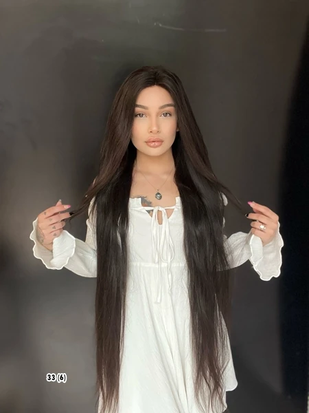 110 cm 430 gram Ekstra boy%100 Doğal Gerçek saç Tül Peruk Orjinal insan saçı