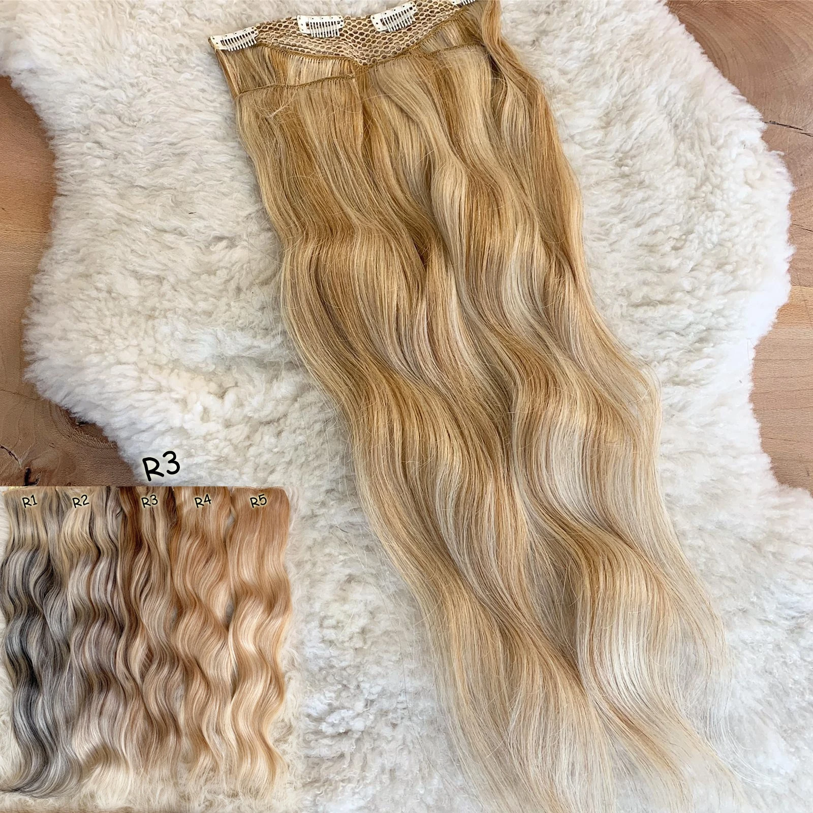 3 Parça Gerçek  Yarım Ay Çıt Çıt Saç 150gr