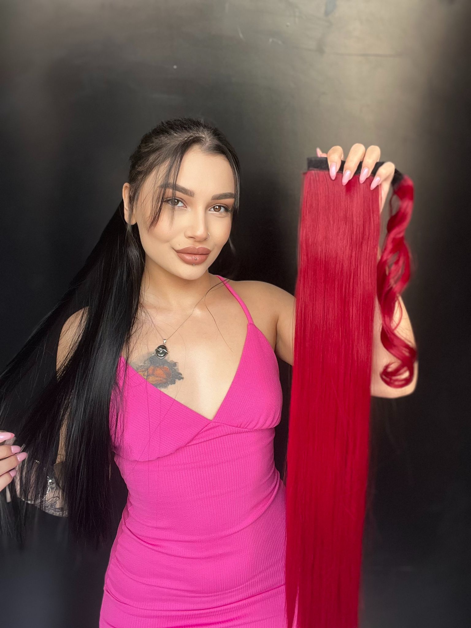 Cırtcırt Bağcıklı Tak çık Düz uzun at kuyruğu Çilek kızıl