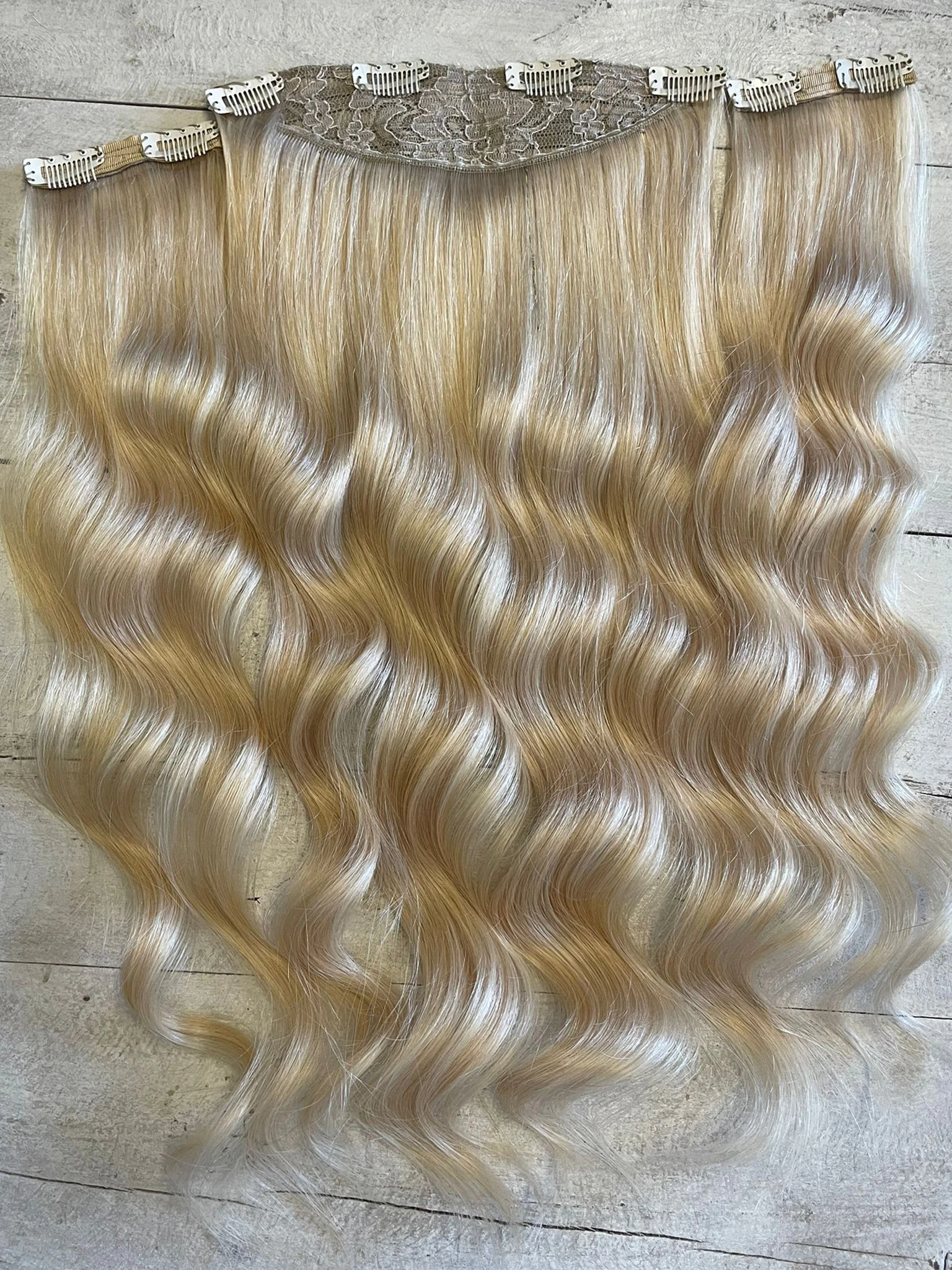 Yarımay+2 yan %100 gerçek çıtçıt saç 60cm