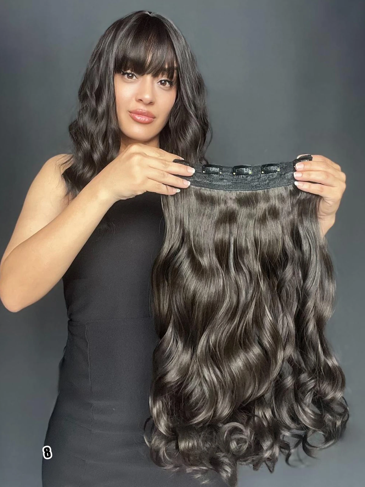 Dalgalı Geniş Parça Yarımay Çıtçıt Saç Kumral