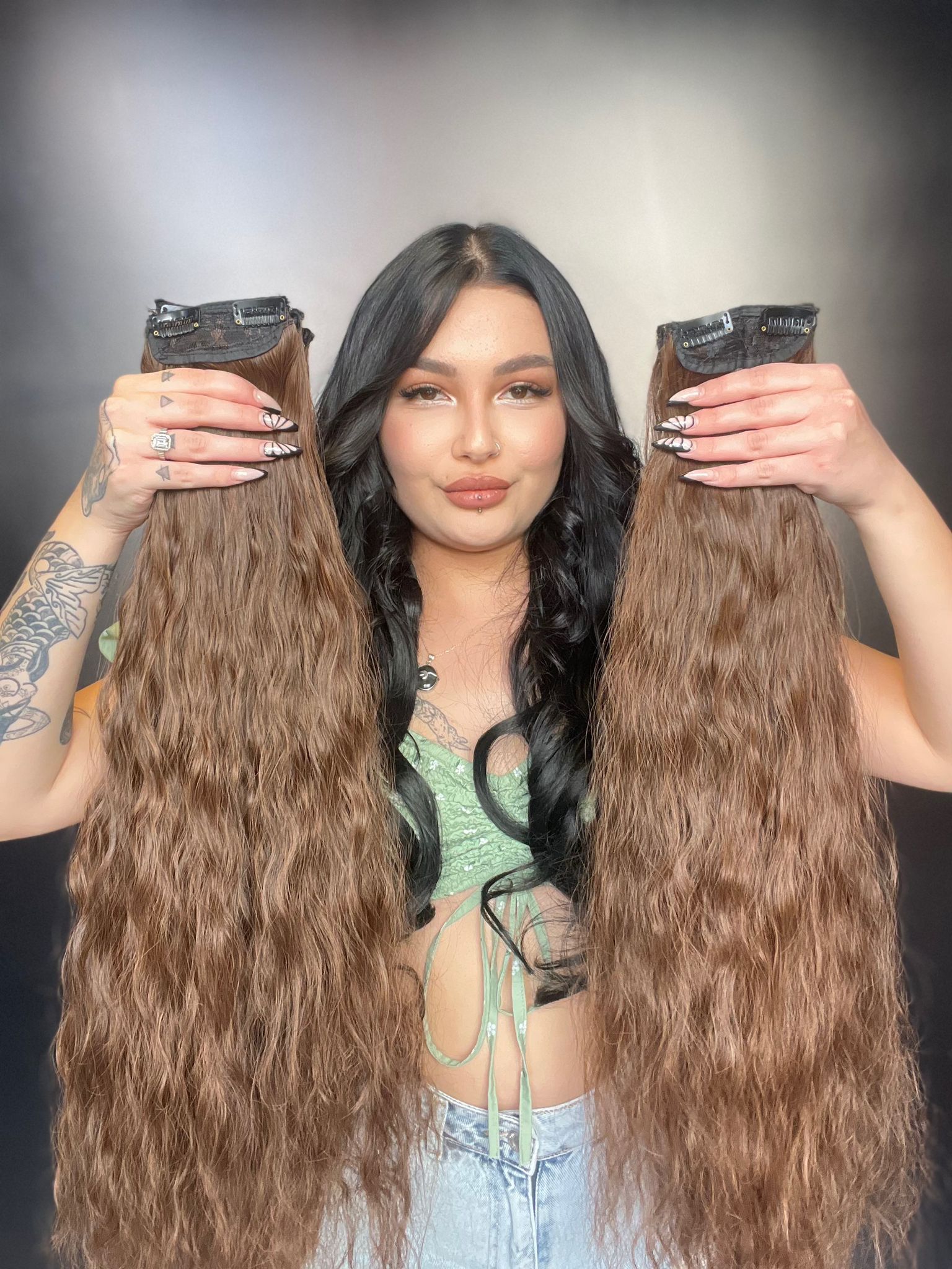 Afro Dalgalı 8 Parça Çıt Çıt - Kahve Karamel