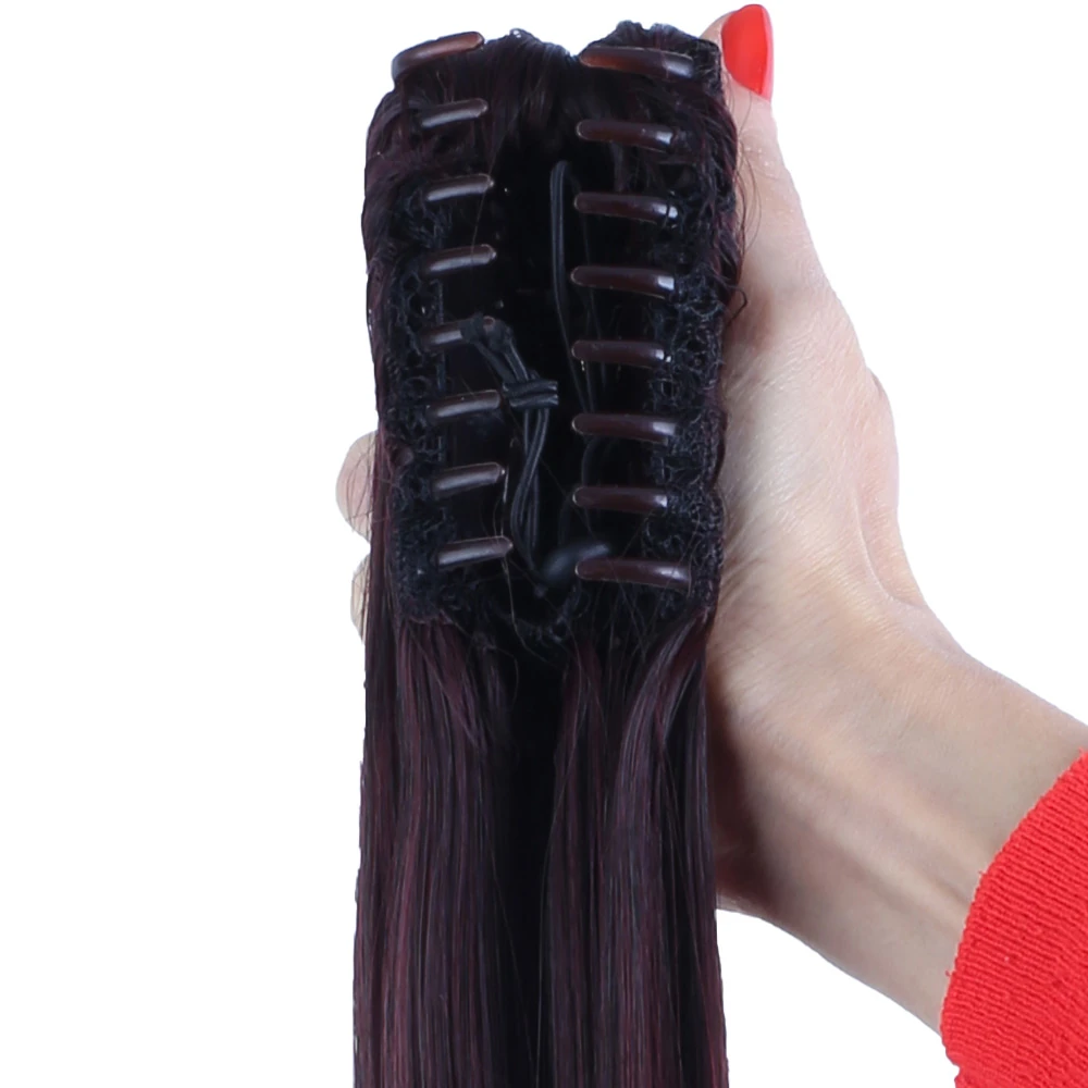 70cm Postiş Tokalı Düz At Kuyruğu - Koyu Kızıl