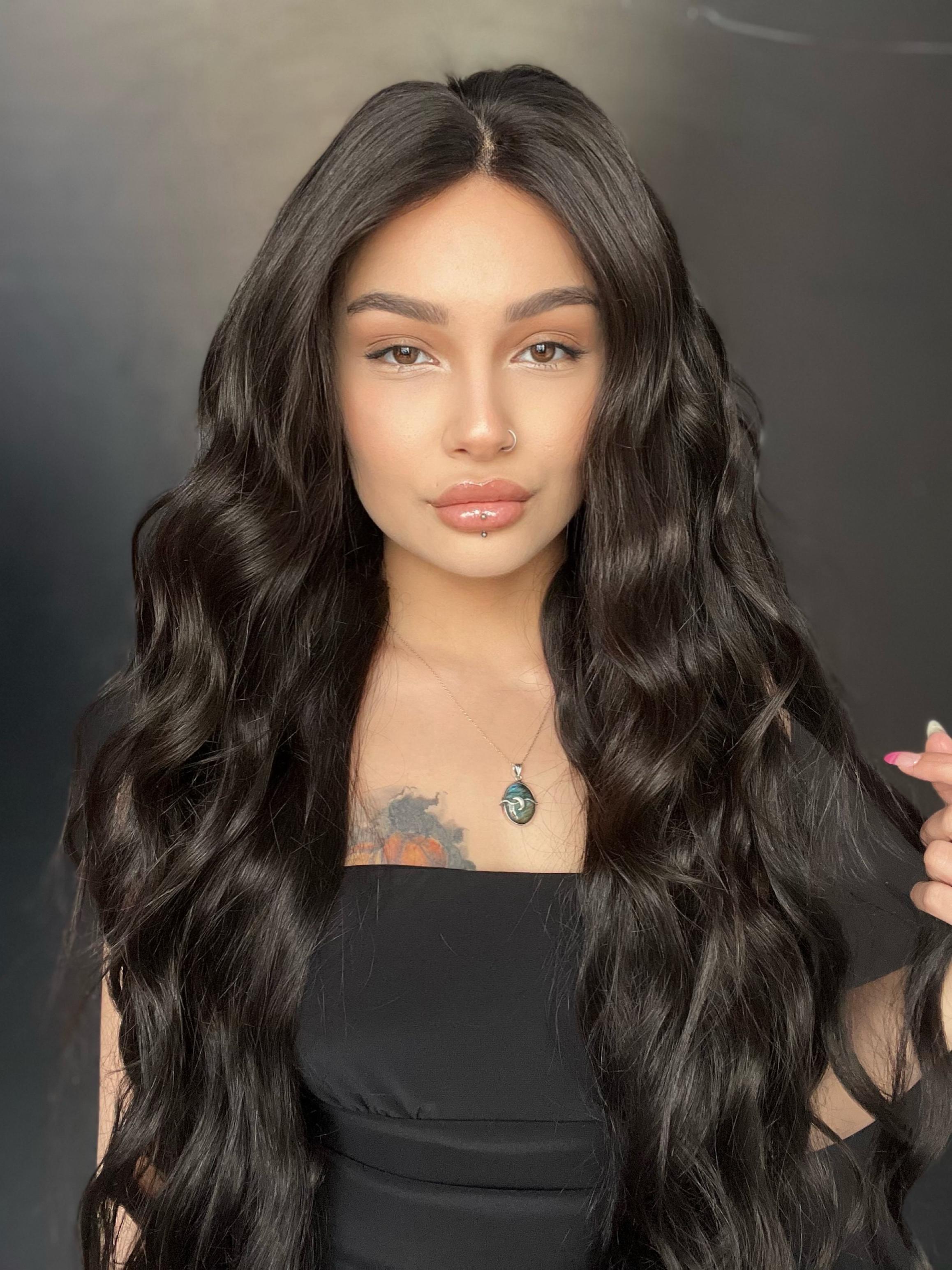 1 mettre 400 gr Ekstra boy%100 Doğal Gerçek saç Tül Peruk Orjinal insan saçı