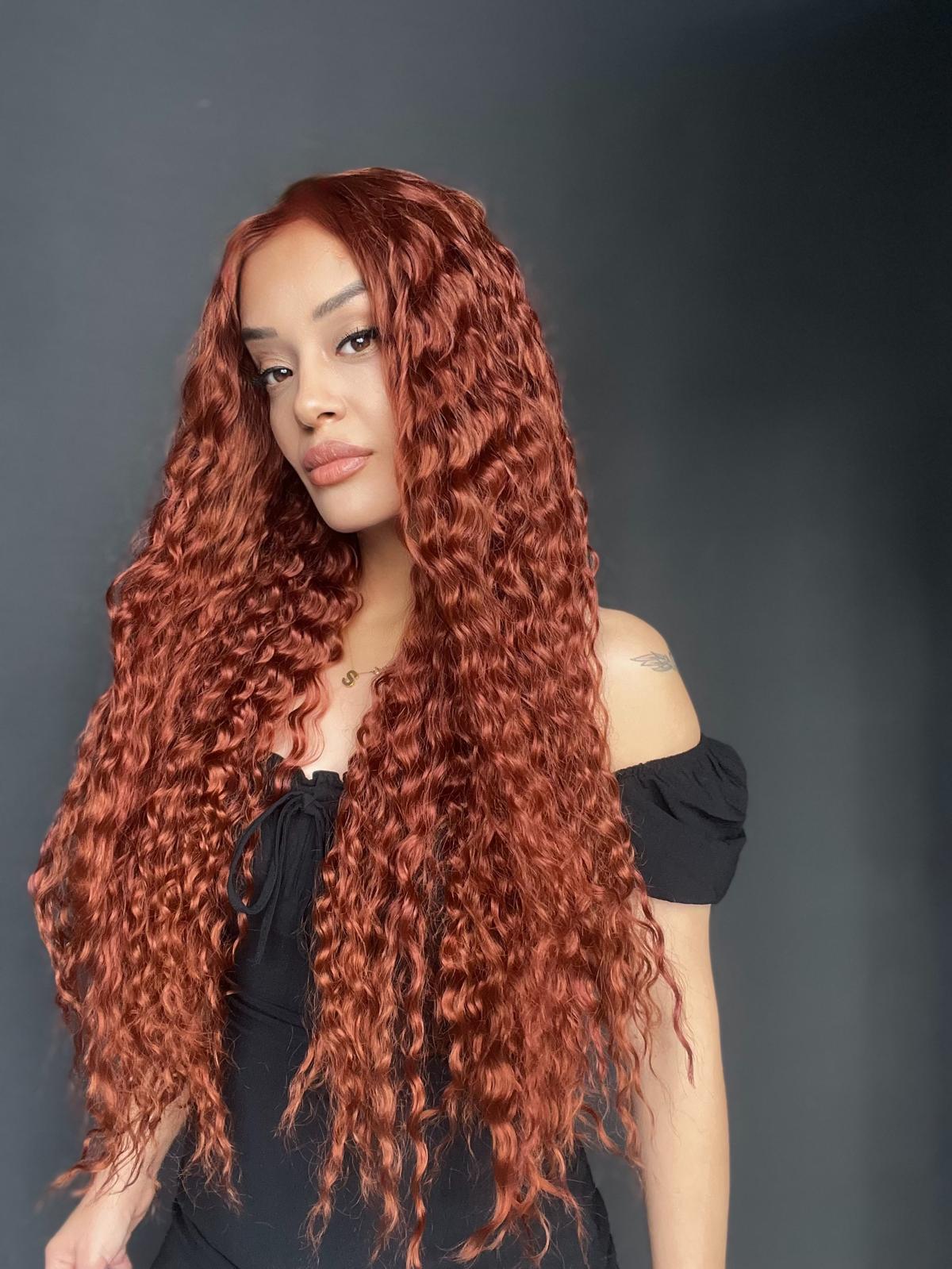 Afro Tül peruk Ön Full Tül -Sabit ayrımlı ektra uzun peruk