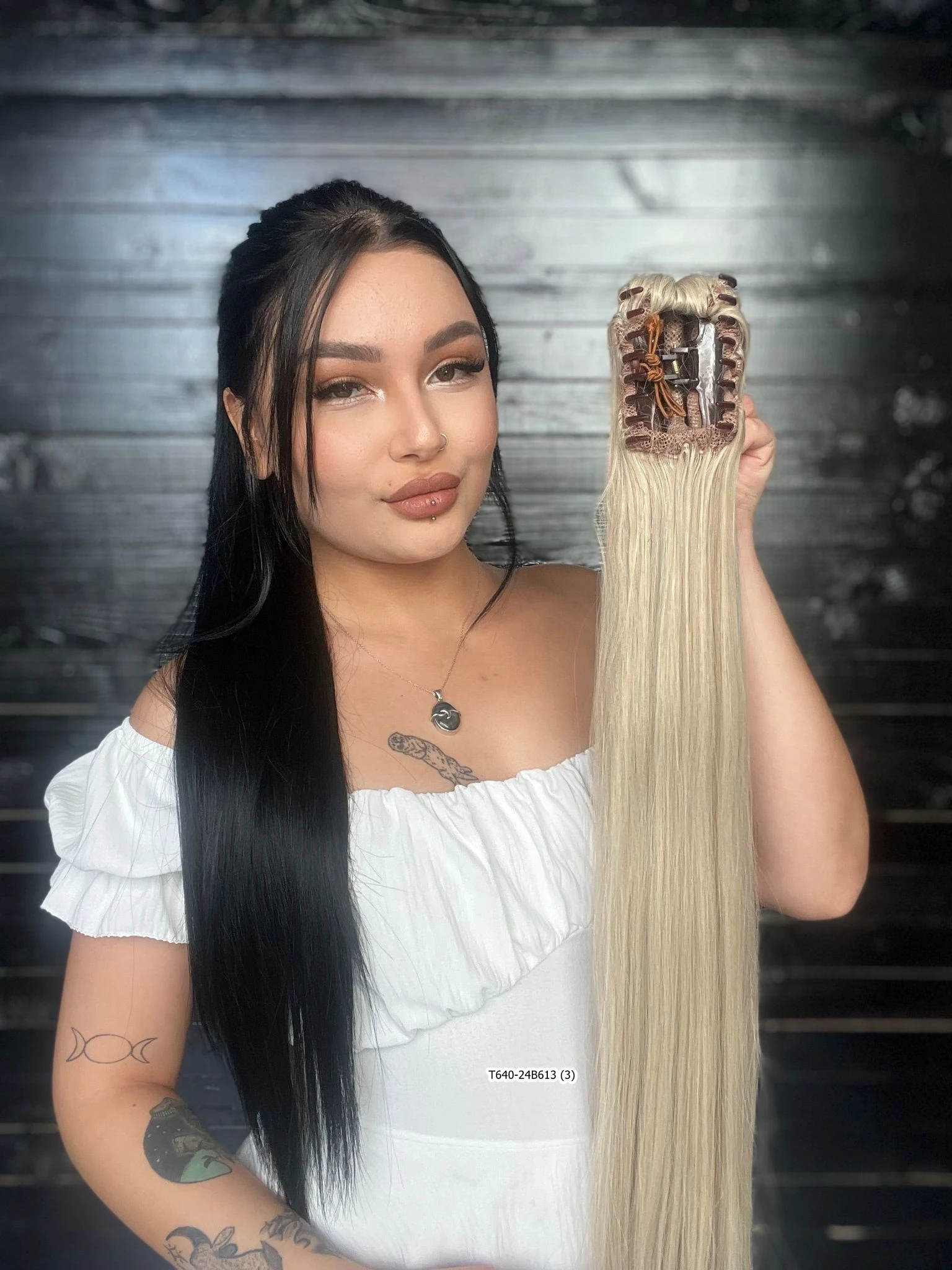 70cm Postiş Tokalı Düz At Kuyruğu - Balköpüğü Platin Röfleli