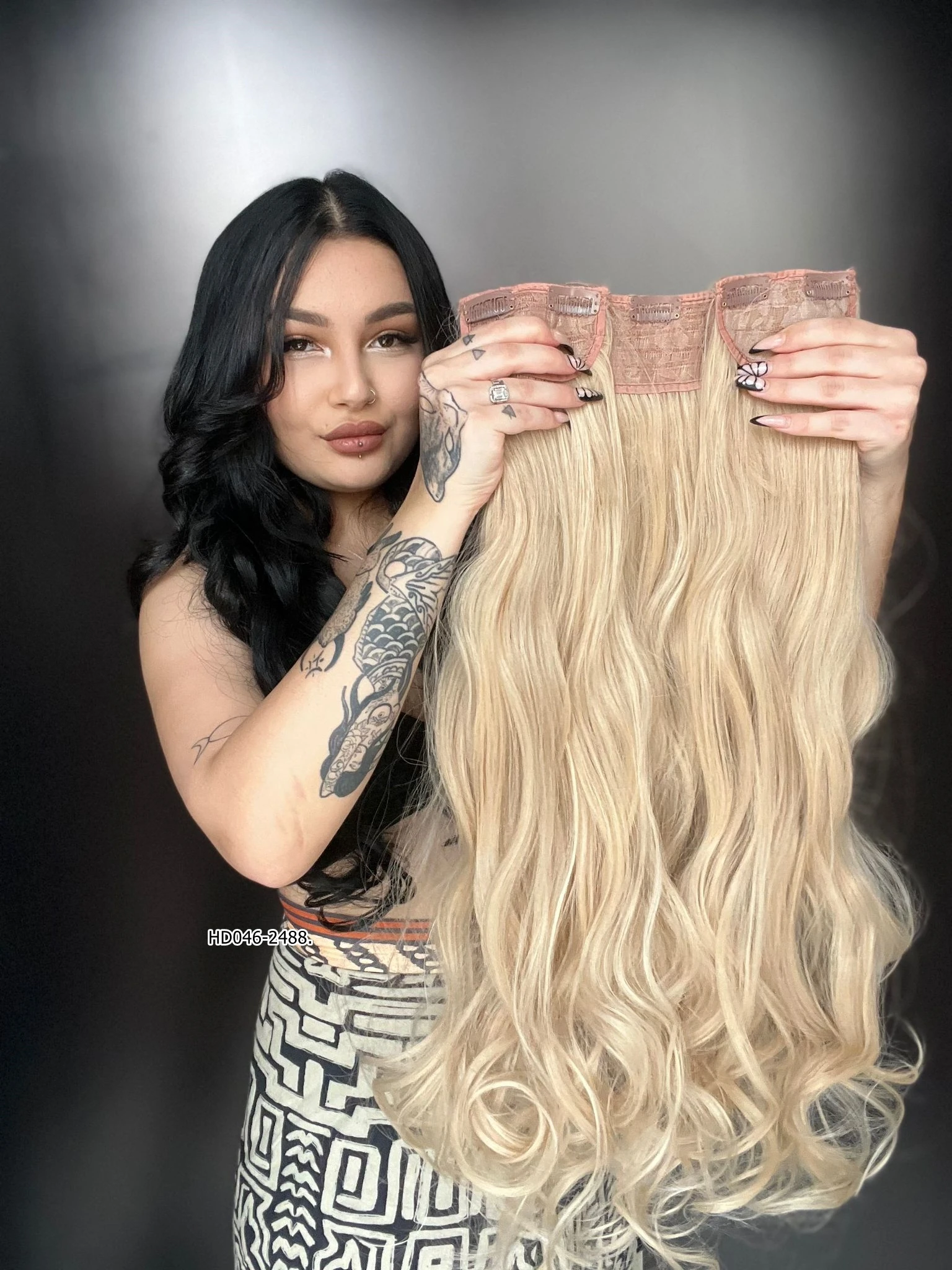 Dalgalı Yarım Ay + 2 Yan Çıt Çıt - Balköpüğü Beyaz Platin Röfleli