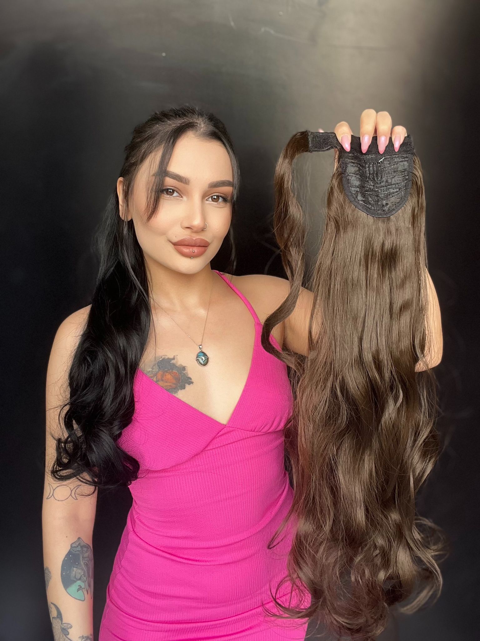 Cırcırtlı Bağcıklı At Kuyruğu Tak çık Koyu kumral